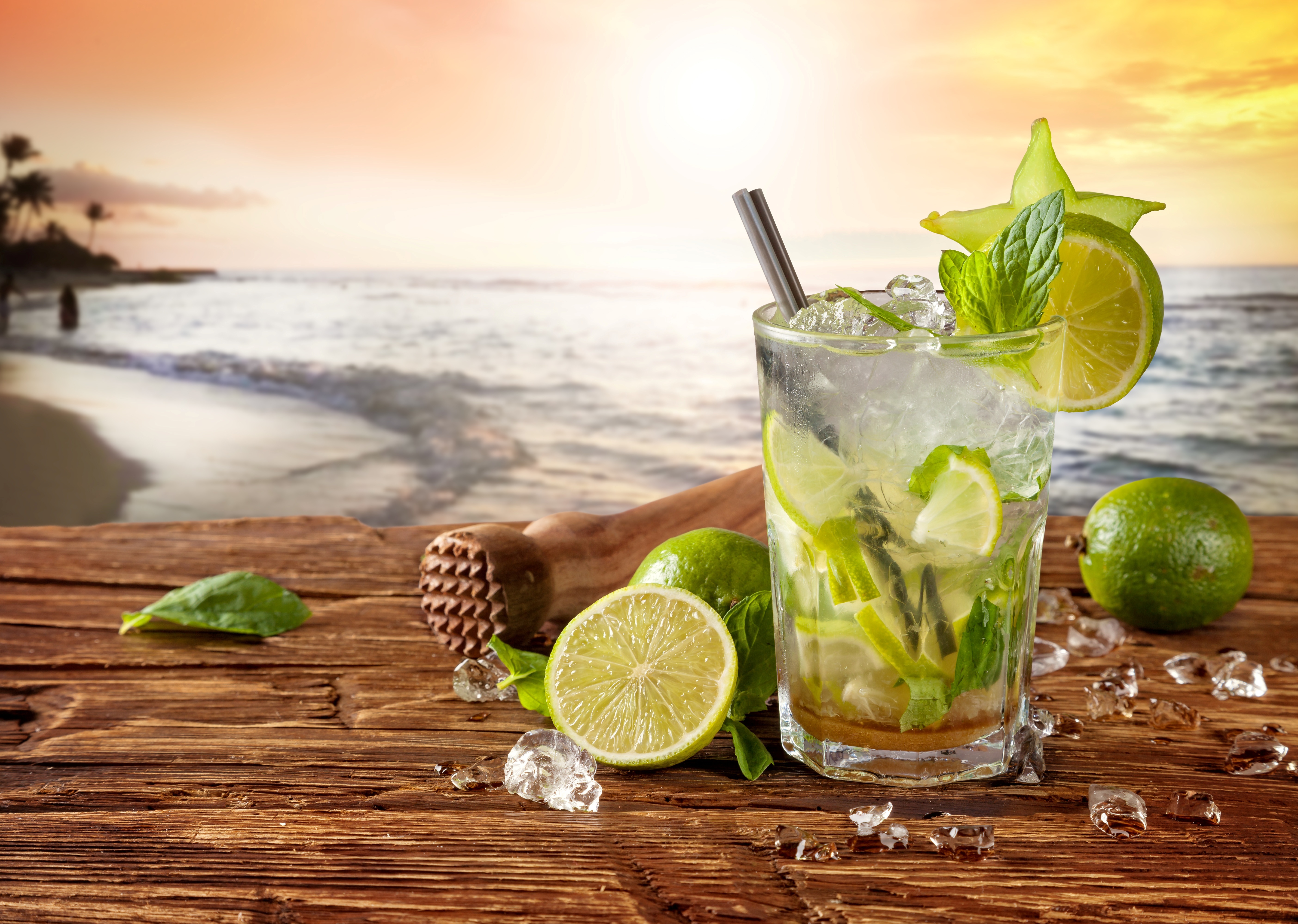 glass, food, drink, horizon, lime, ocean, still life images