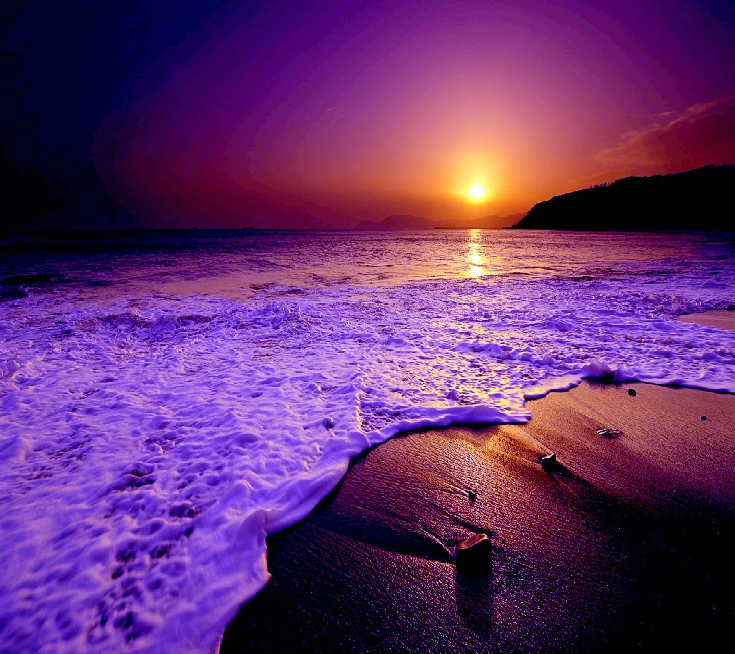 sunset, landscape, sea, beach