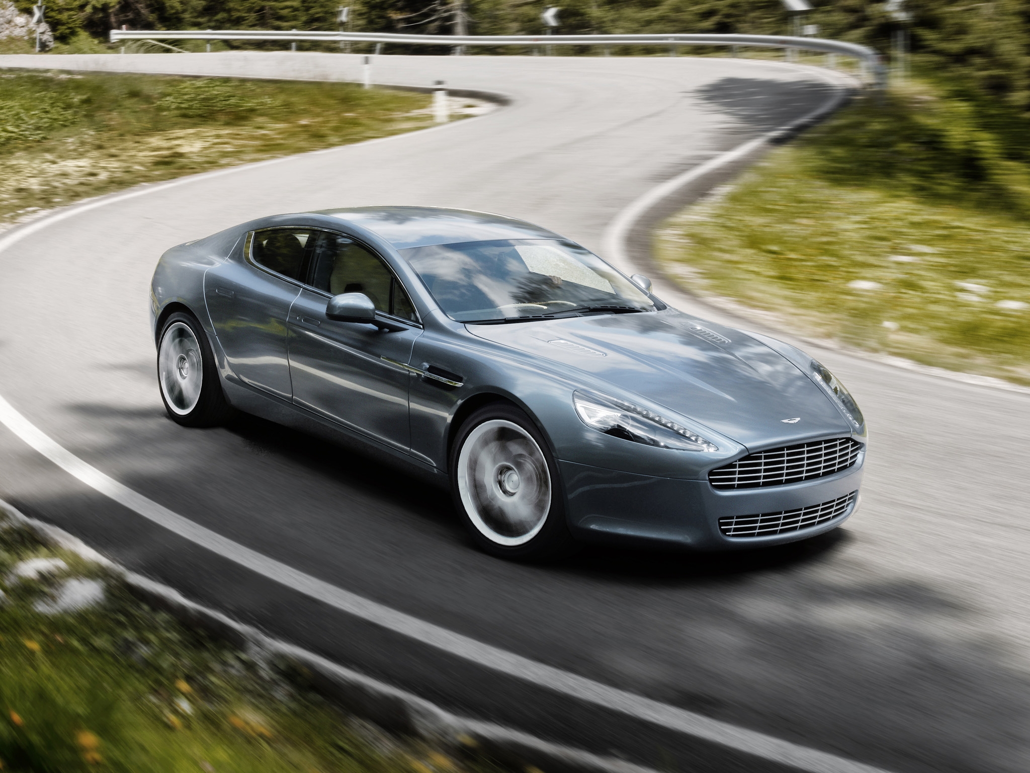 Free download wallpaper Side View, Speed, 2009, Rapide, Aston Martin, Cars, Grey on your PC desktop