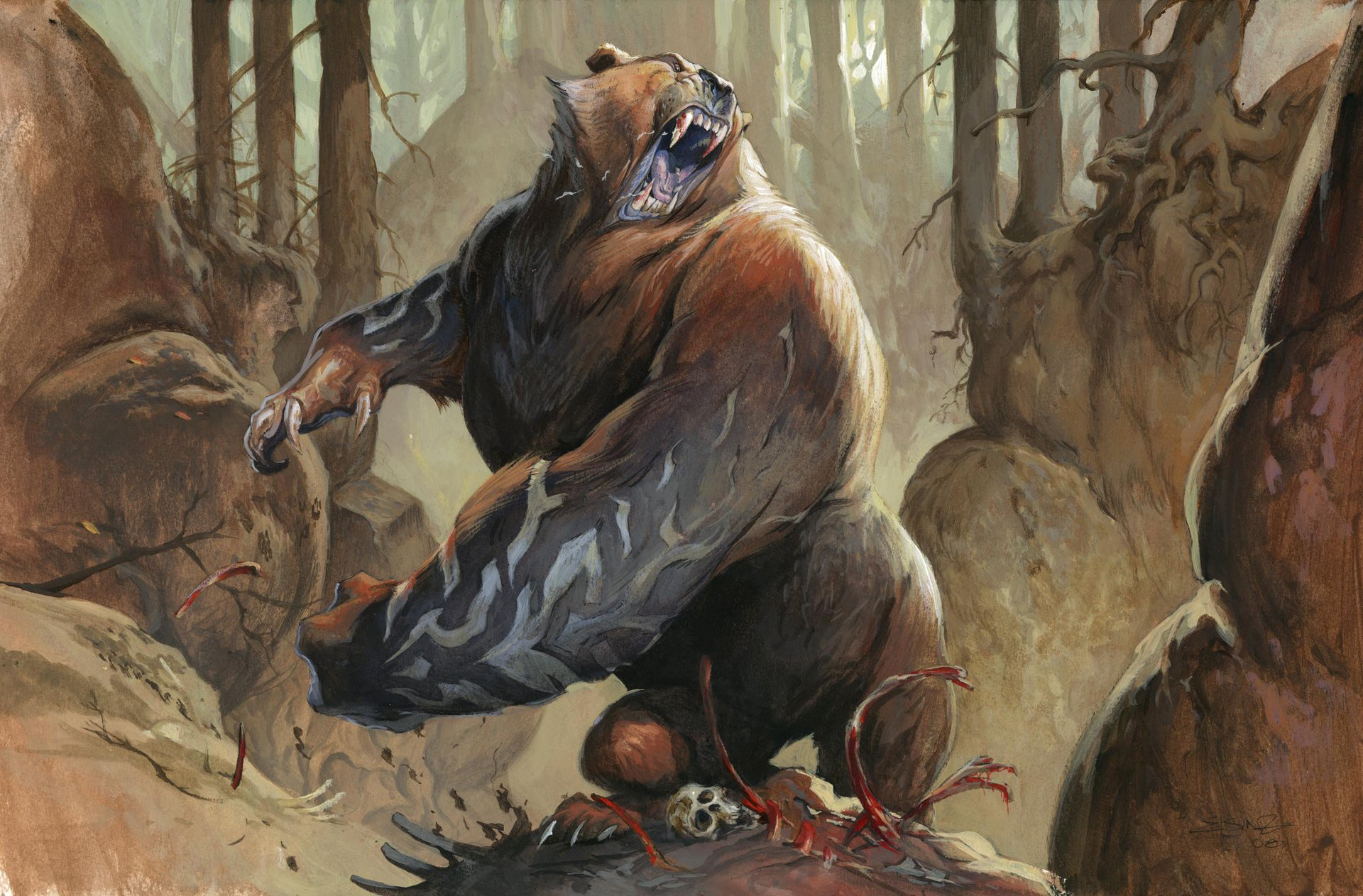Имя огромного людоеда. Медведь Нанди мифология. Медведь Нанди криптиды. Берендей оборотень медведь. Медведь оборотень ДНД.
