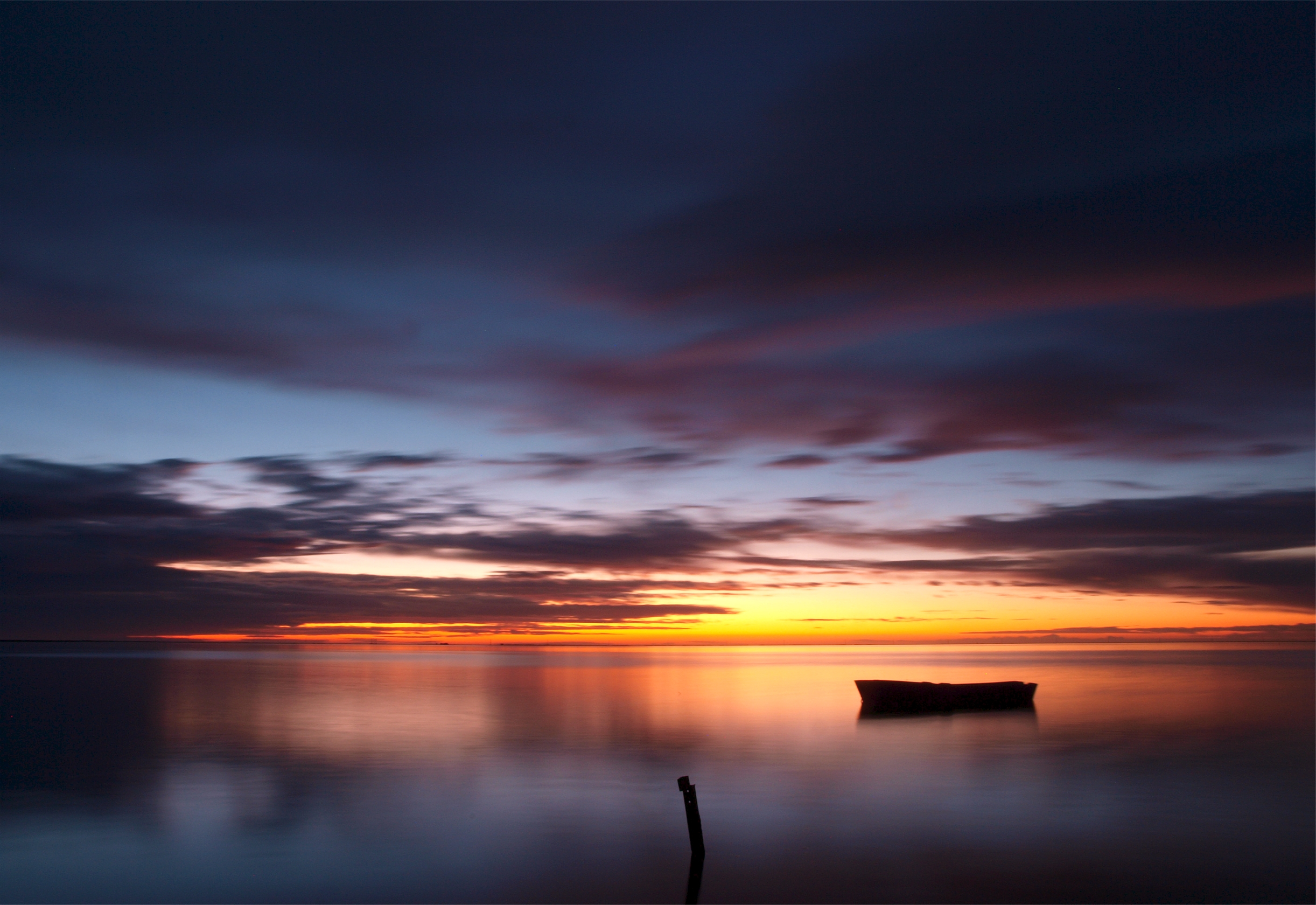Free download wallpaper Sky, Nature, Evening, Calm, Boat, Sunset, Sea on your PC desktop