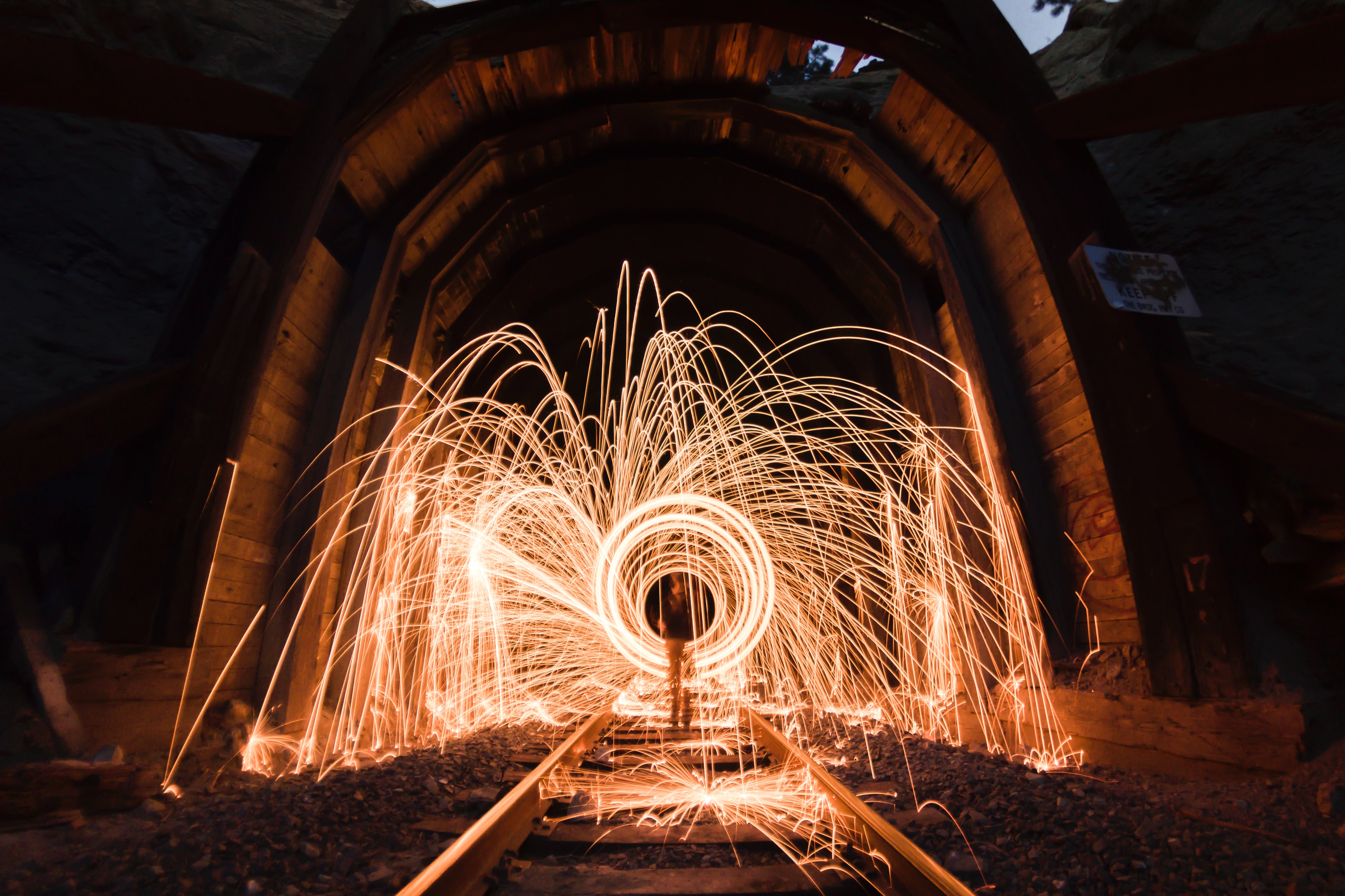 shine, rails, light, sparks, miscellanea, miscellaneous, long exposure, tunnel for android