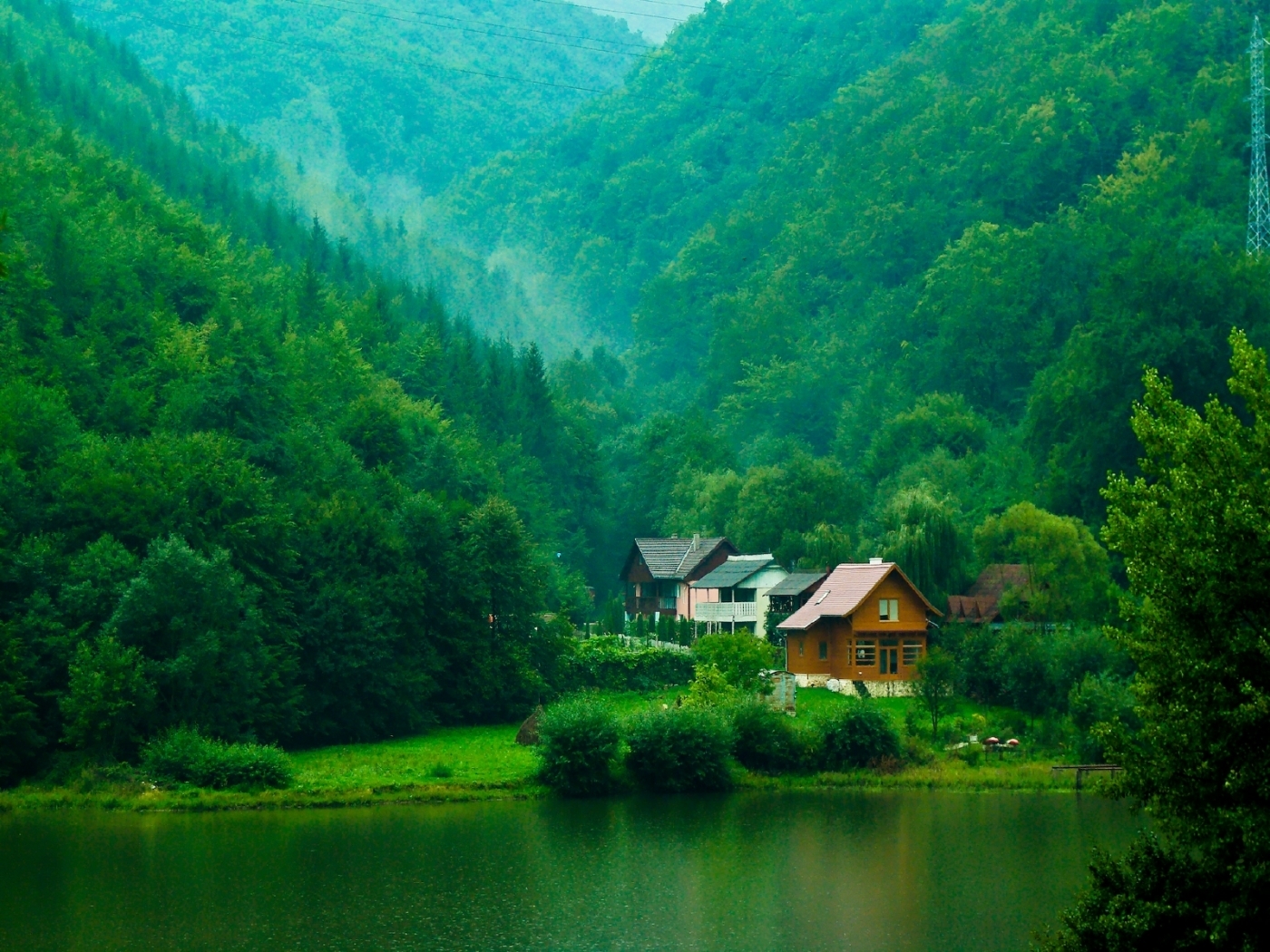 green, nature, houses, landscape HD wallpaper