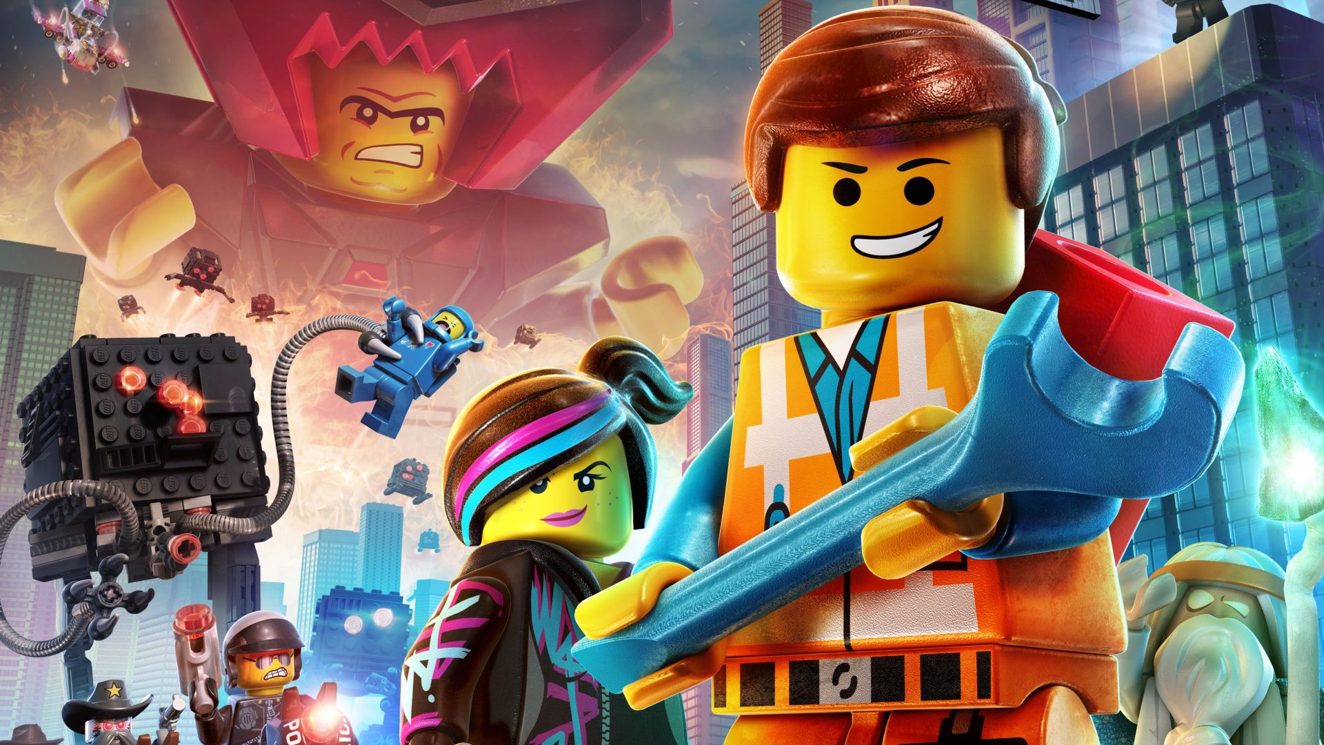 video game, the lego movie videogame, benny (the lego movie), business, cop, emmet (the lego movie), lego, lord, movie, president business, space, vitruvius (lego movie), wyldstyle (the lego movie)