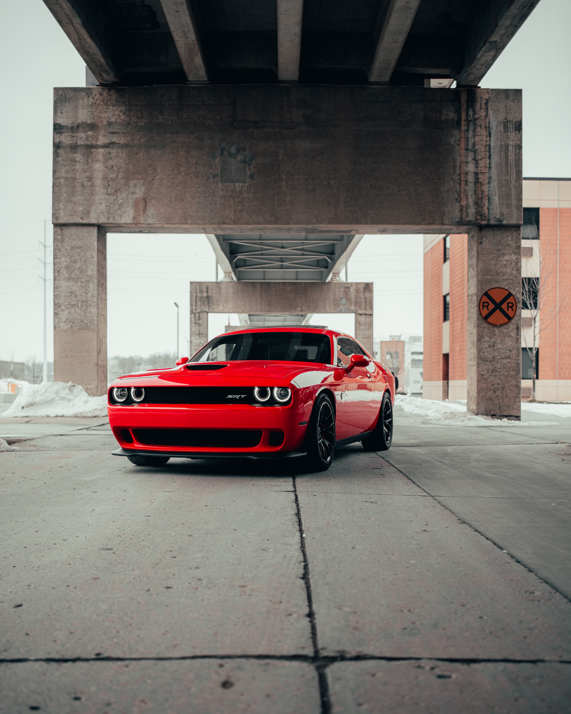 HD wallpaper cars, front view, car, sports car, dodge, dodge challenger srt, red, sports