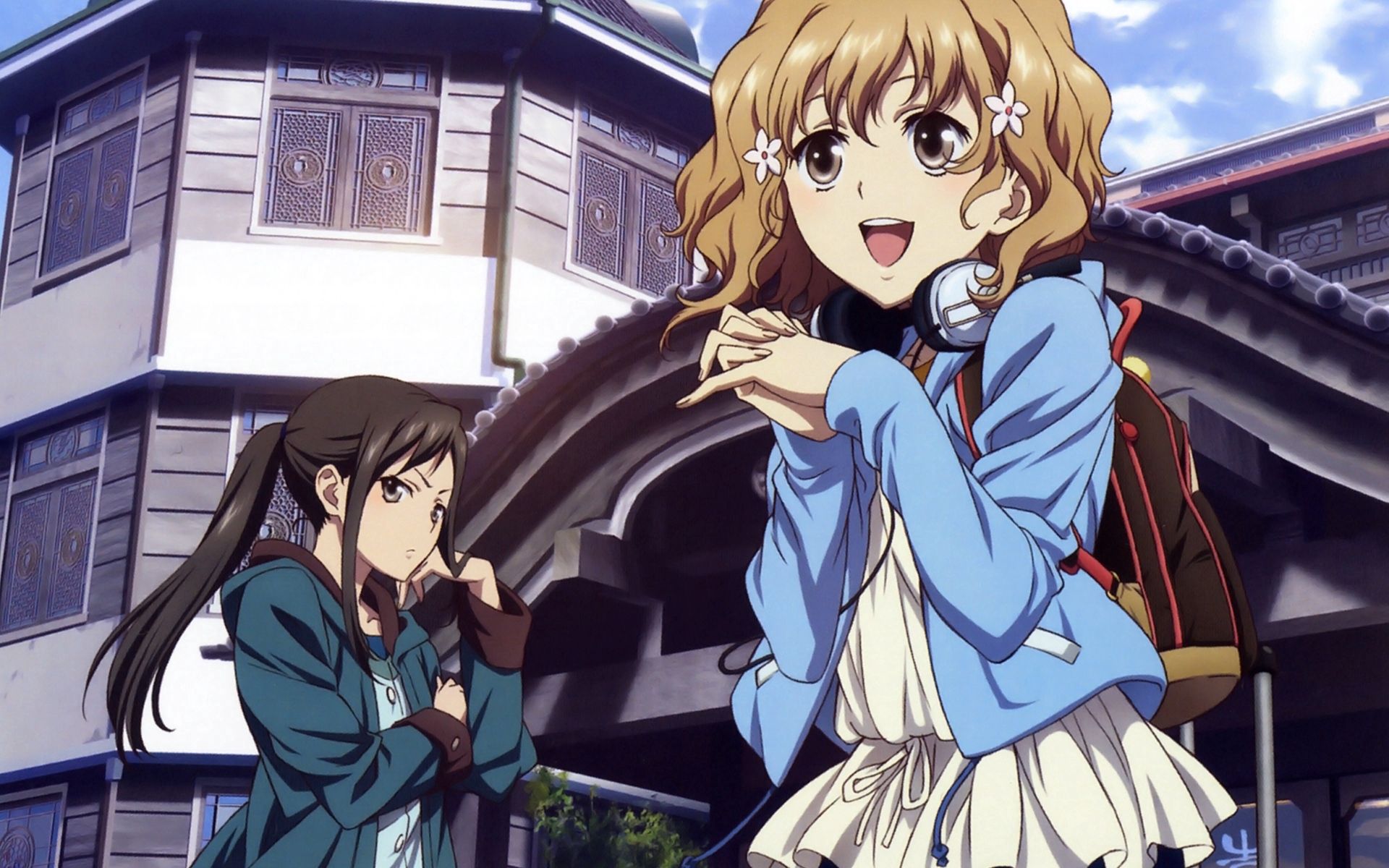 Download mobile wallpaper Joy, Street, Girls, Anime for free.