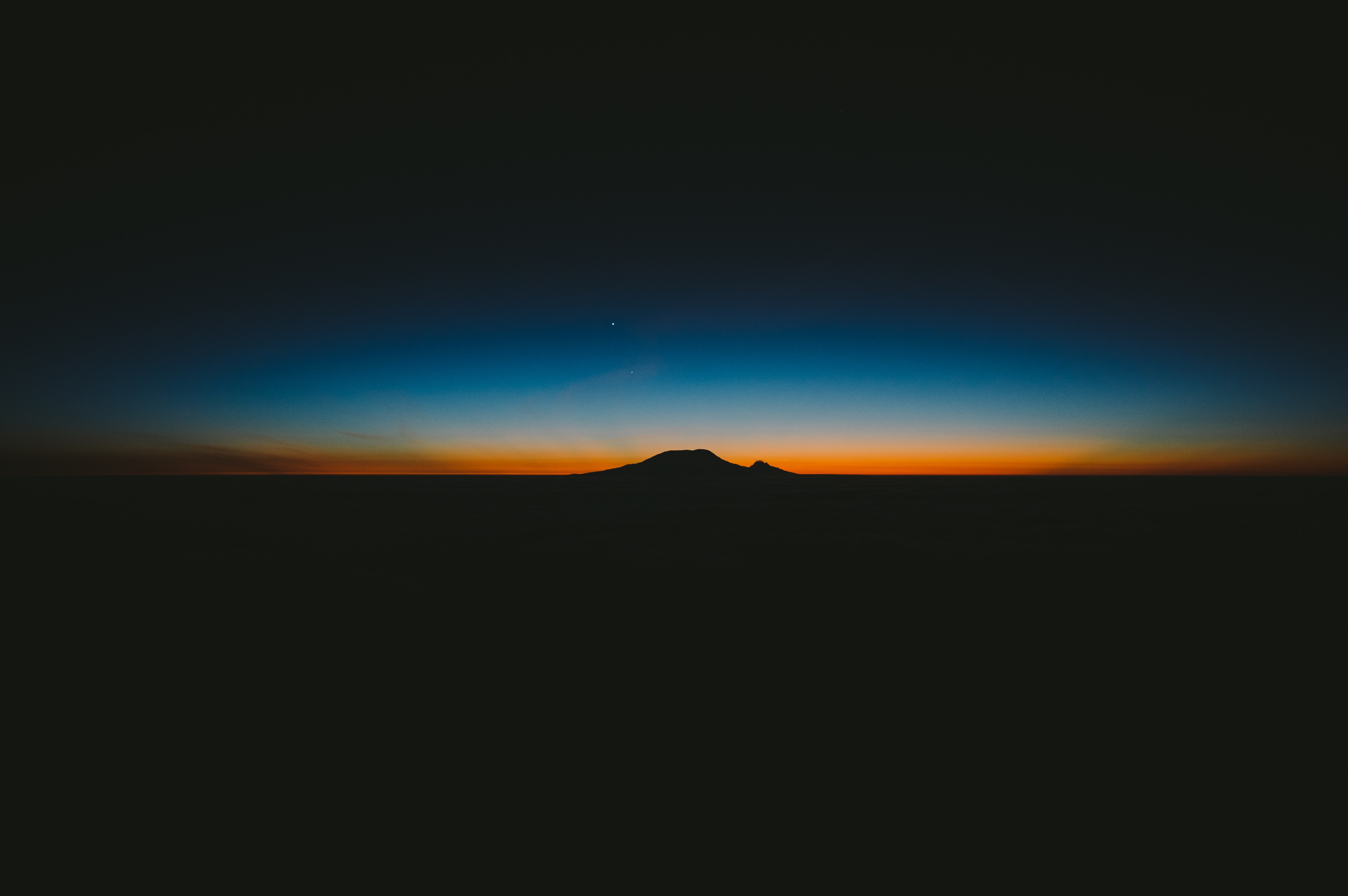 horizon, night, mountain, dark, sunset Full HD