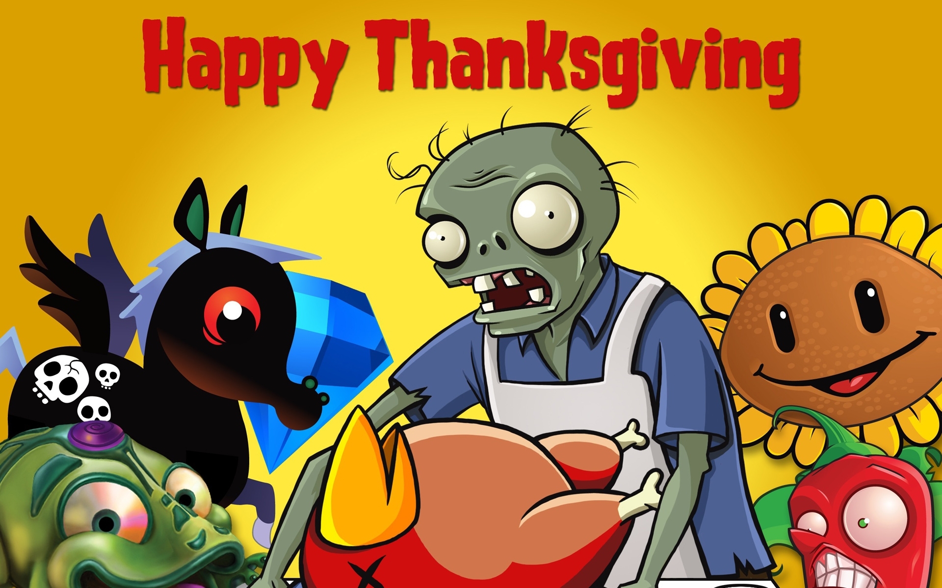 Lock Screen PC Wallpaper thanksgiving, holiday, plants vs zombies