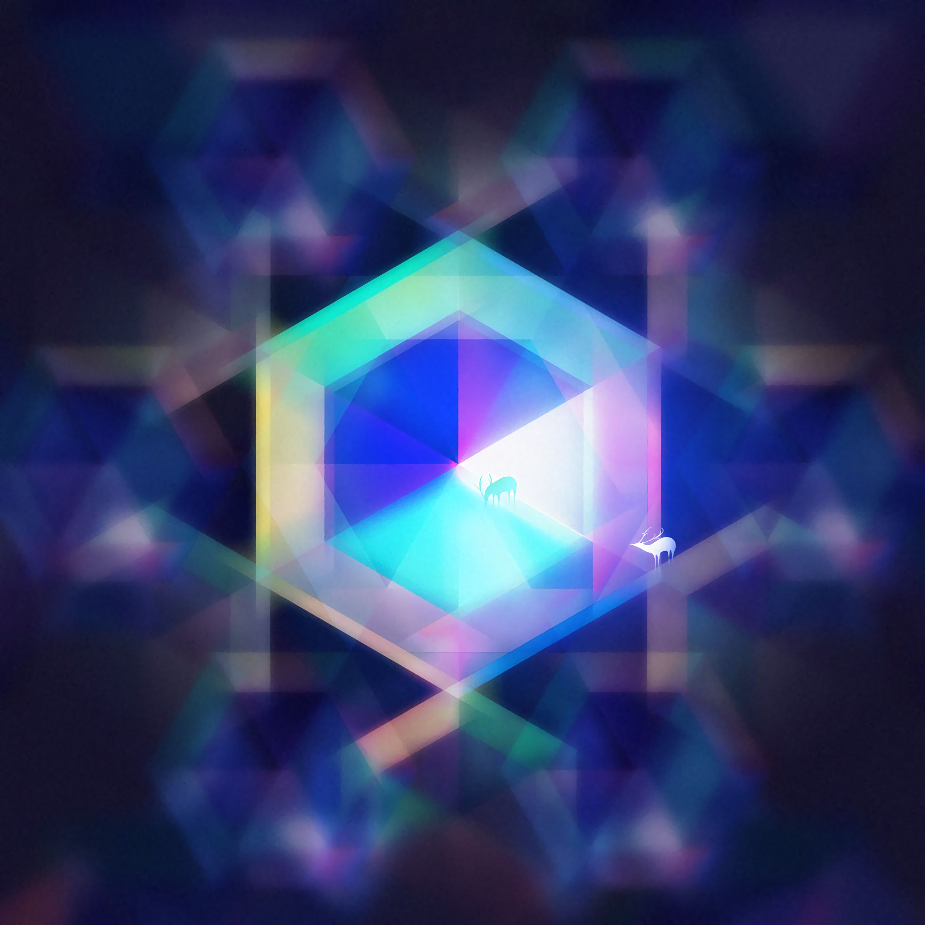 art, deer, geometric, hexagon 4K, Ultra HD