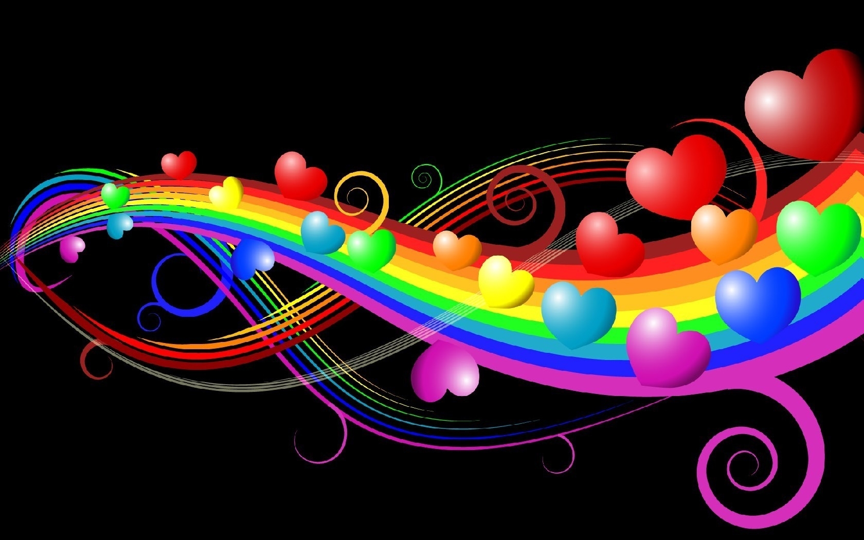 Download mobile wallpaper Background, Rainbow, Hearts, Love for free.