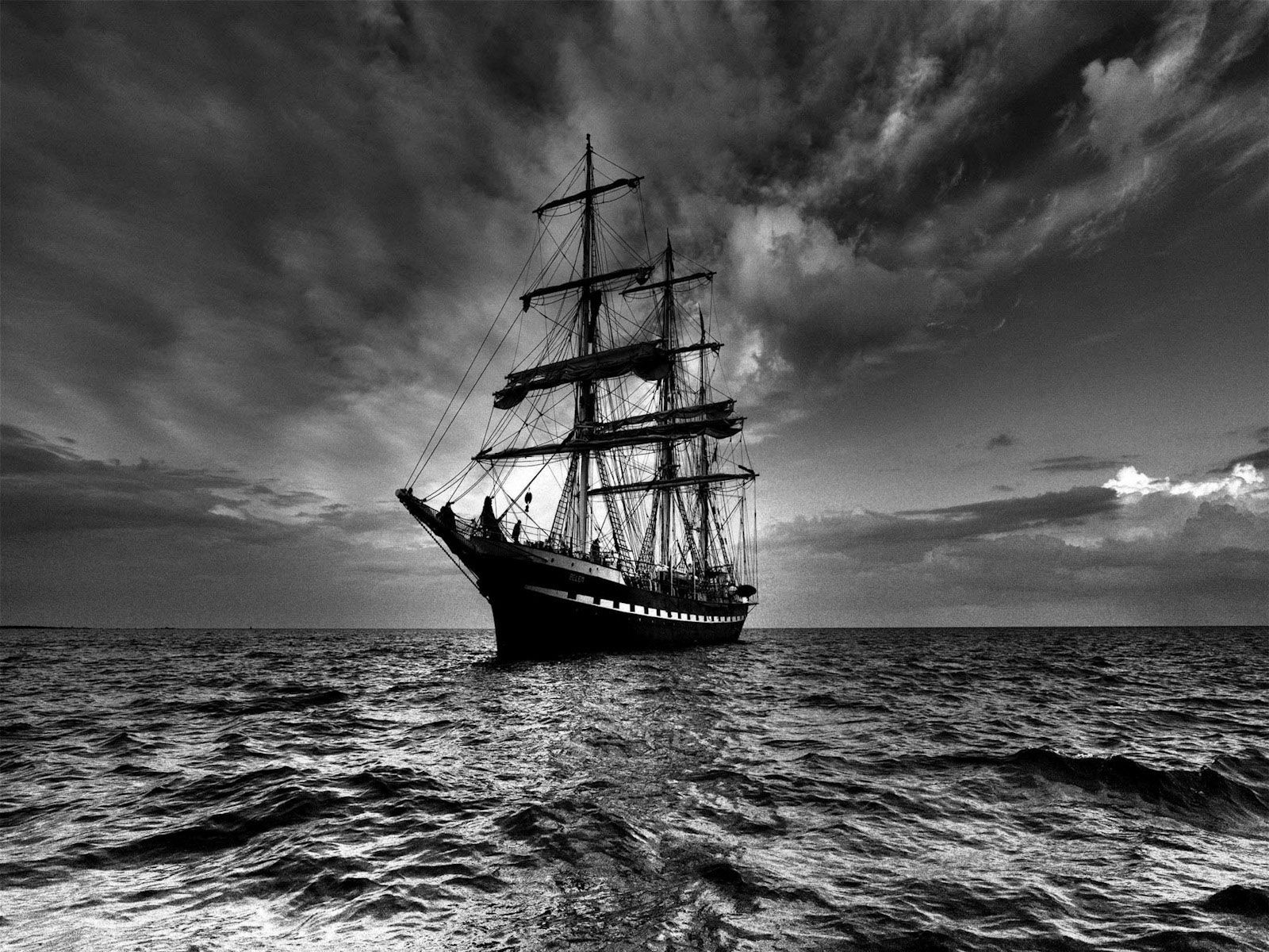 black, bw, ship, sail, sea, chb, sails, buya, buoy HD wallpaper