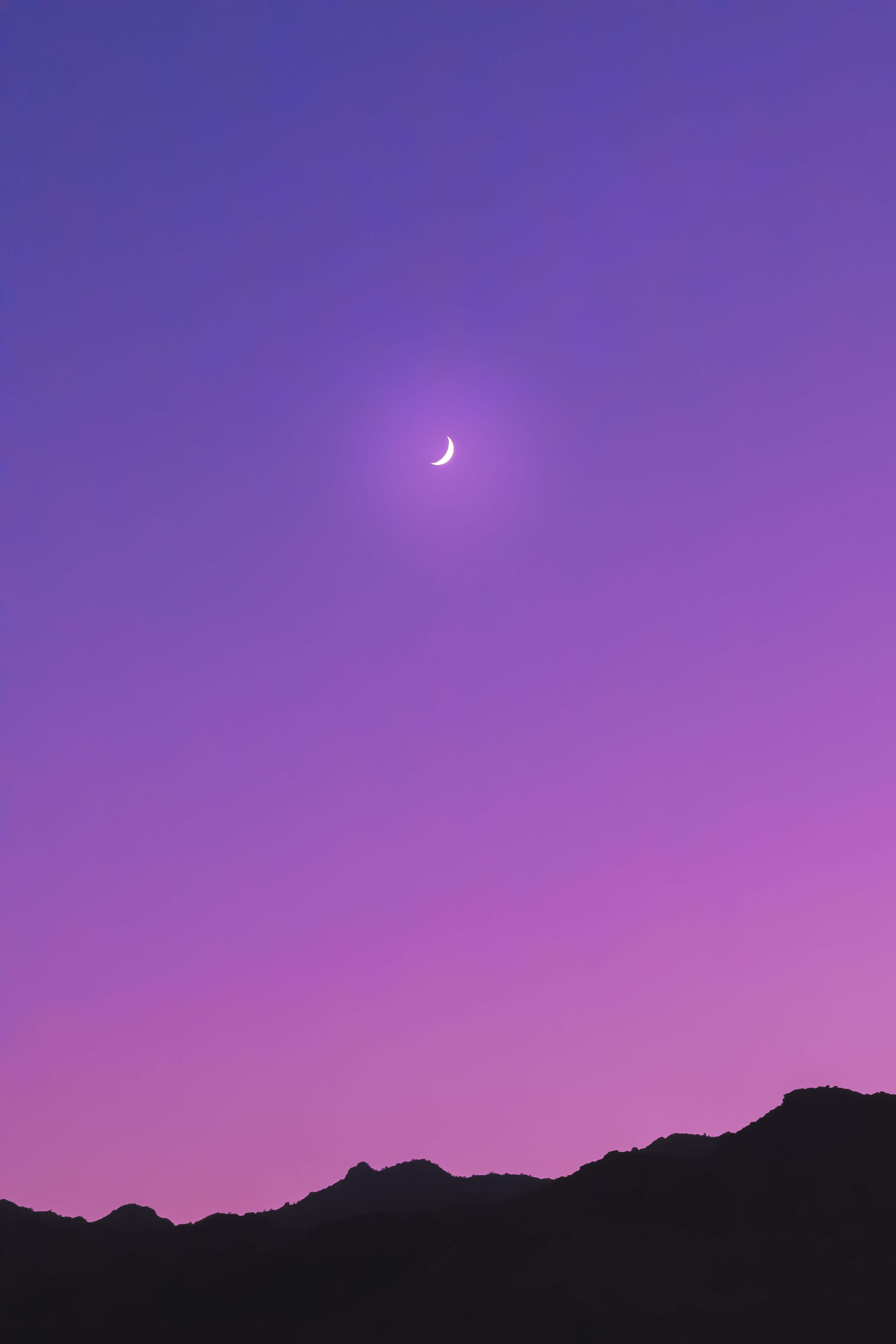 dark, sky, mountains, moon, violet, purple