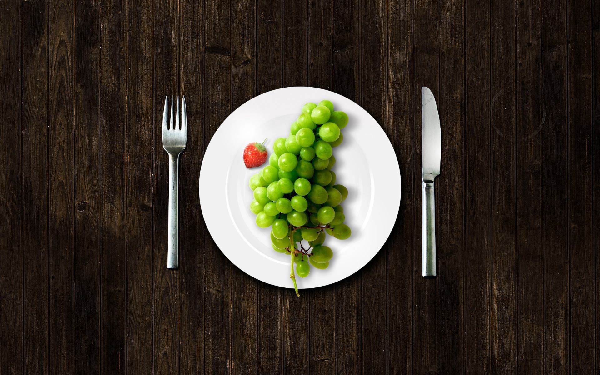 food, grapes, table, plate, devices Full HD
