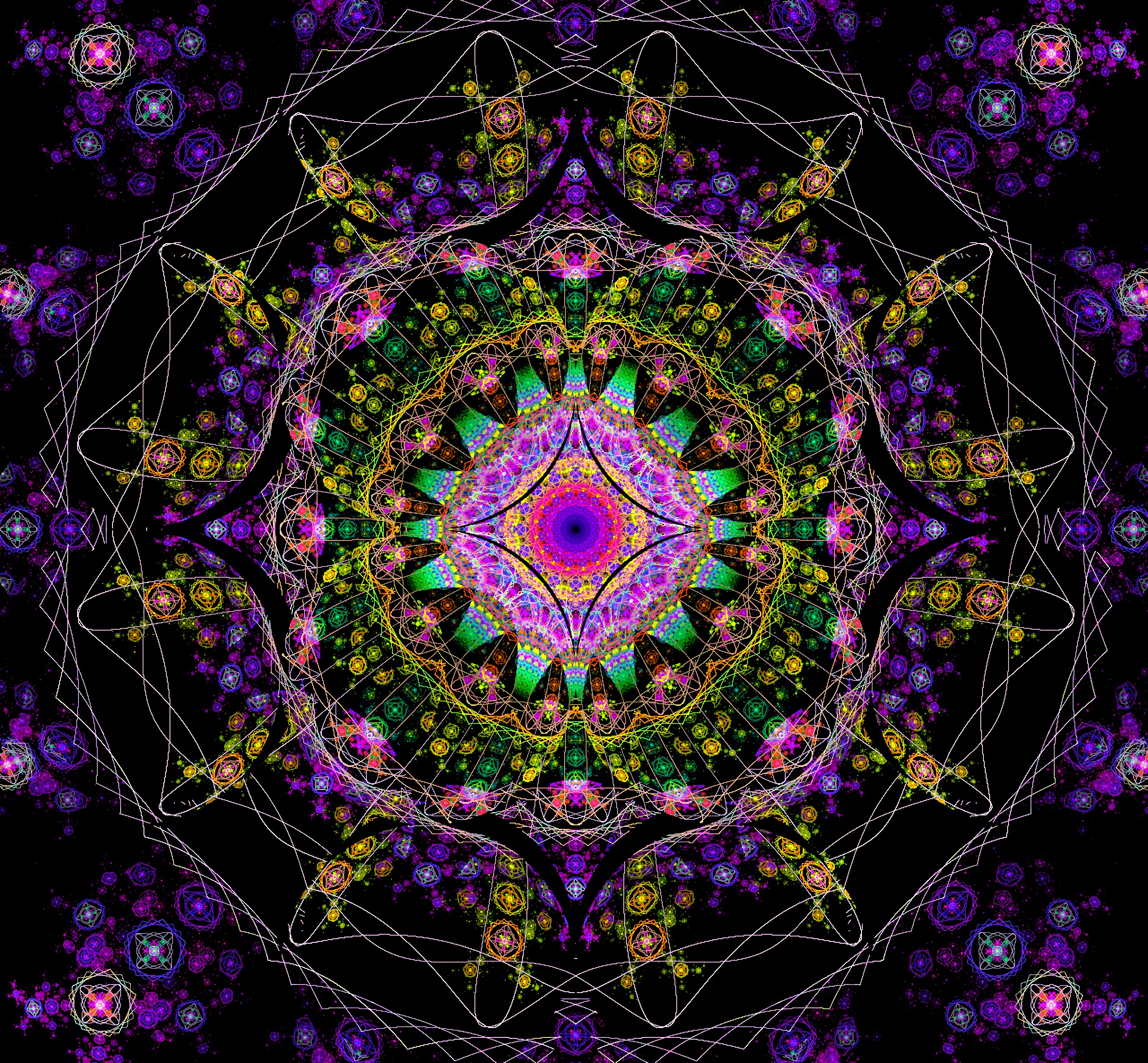 mandala, colorful, ornament, abstract, fractal, colourful Full HD