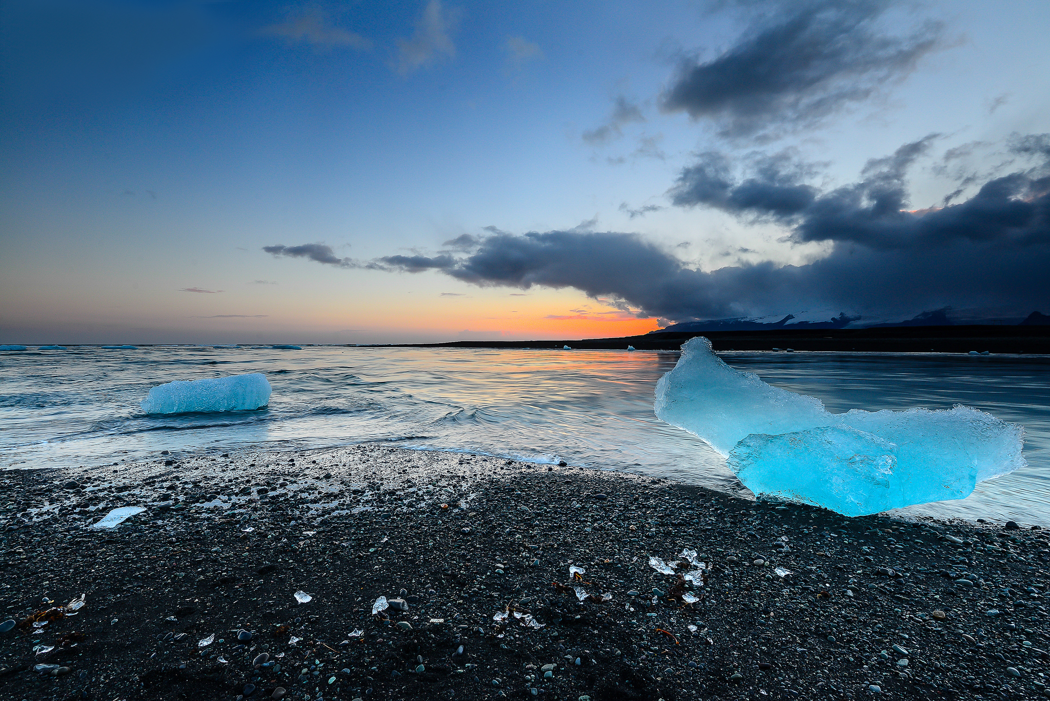 nature, iceland, beach, sky, ice, shore, bank, jokulsarlon for android