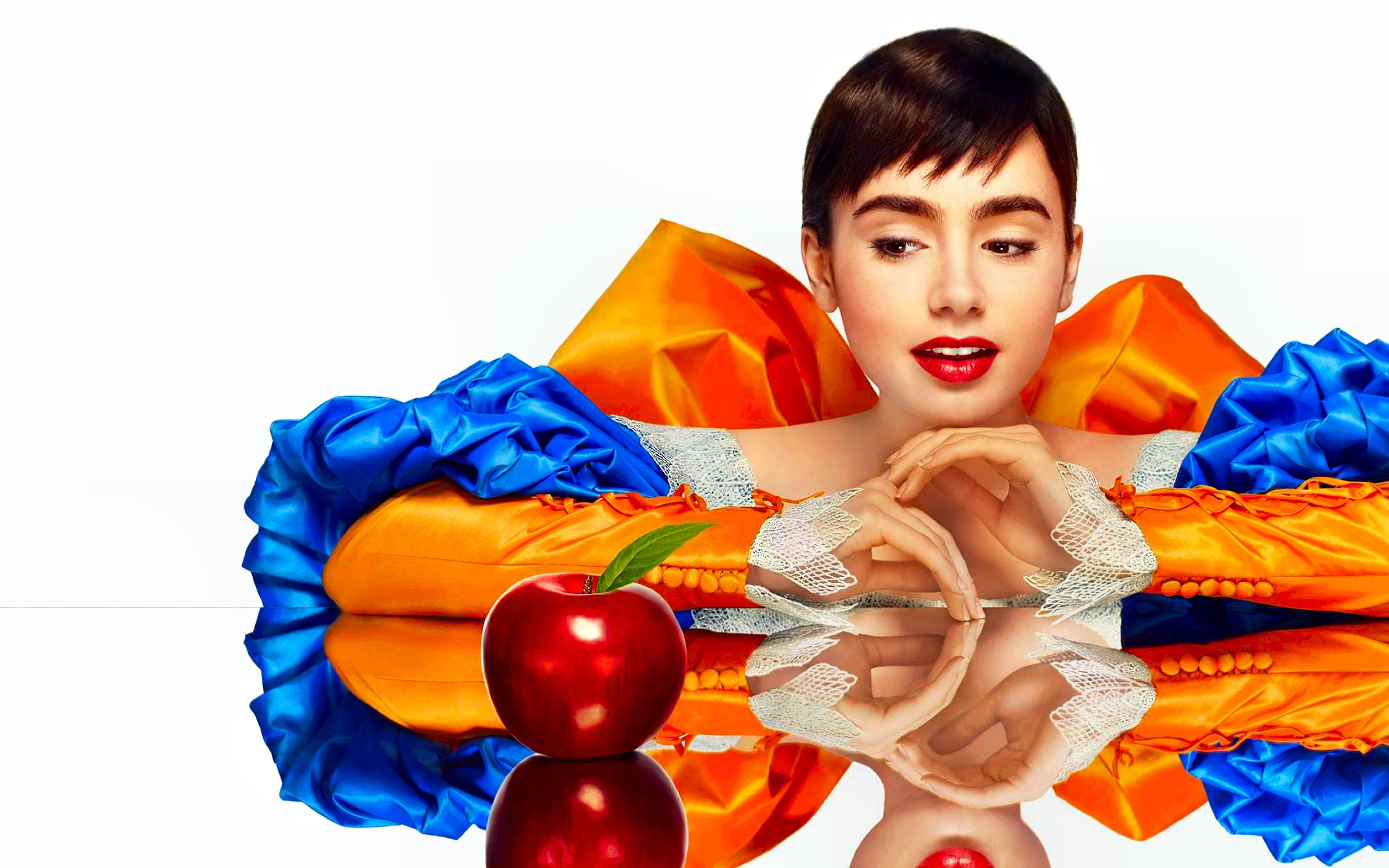 movie, mirror mirror, apple, colorful, lily collins, snow white iphone wallpaper