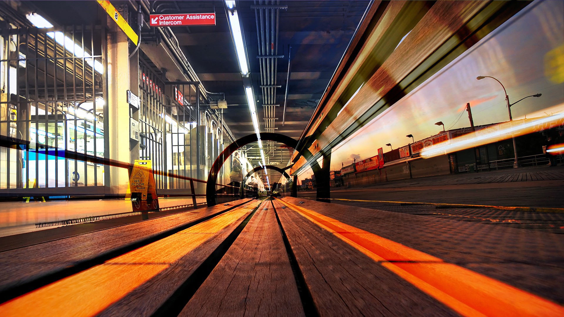 vertical wallpaper vehicles, train, bench, subway