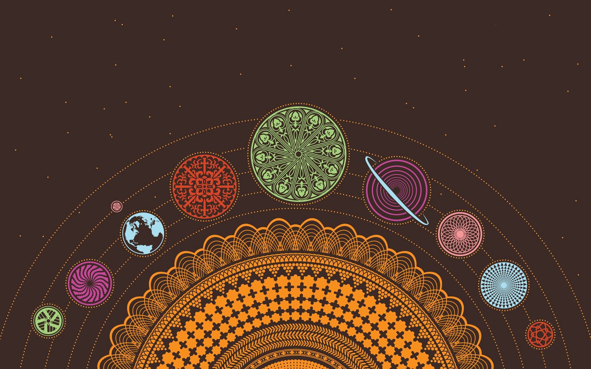 Download mobile wallpaper Rotation, Divination, Motley, Multicolored, Planets, Vector for free.