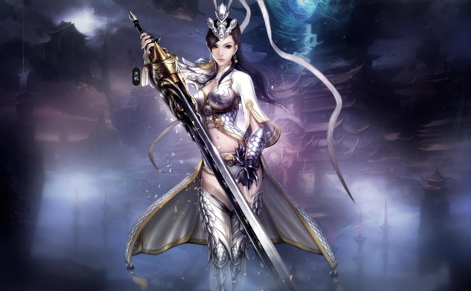 Download mobile wallpaper Fantasy, Silver, Oriental, Sword, Women Warrior, Woman Warrior for free.