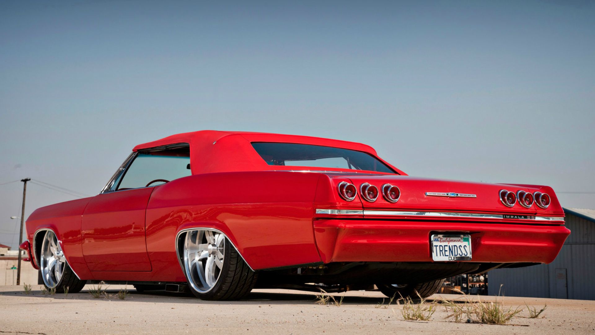 111930 Hintergrundbild herunterladen chevrolet, cars, rot, seitenansicht, impala, 1965 - Bildschirmschoner und Bilder kostenlos