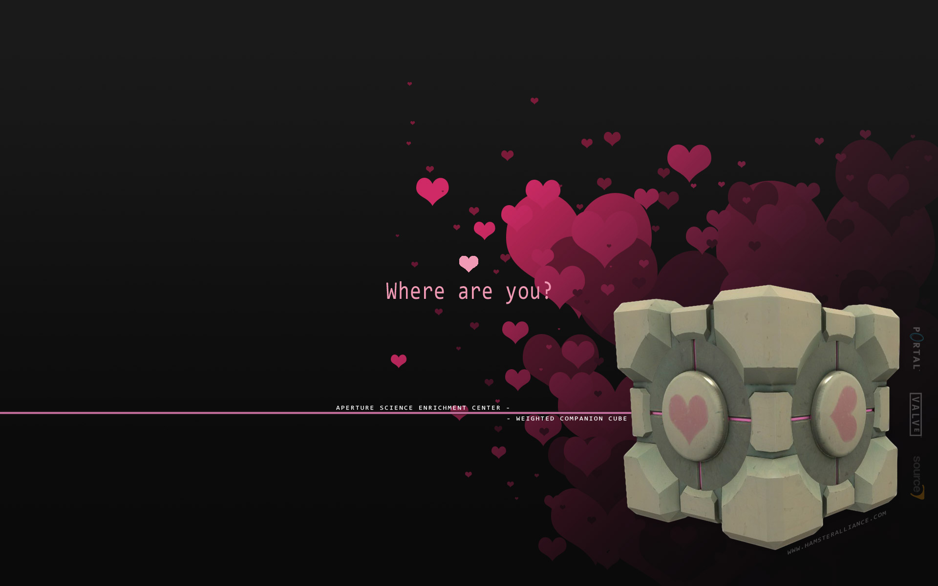 HD wallpaper love, video game, portal, companion cube (portal), portal (video game)