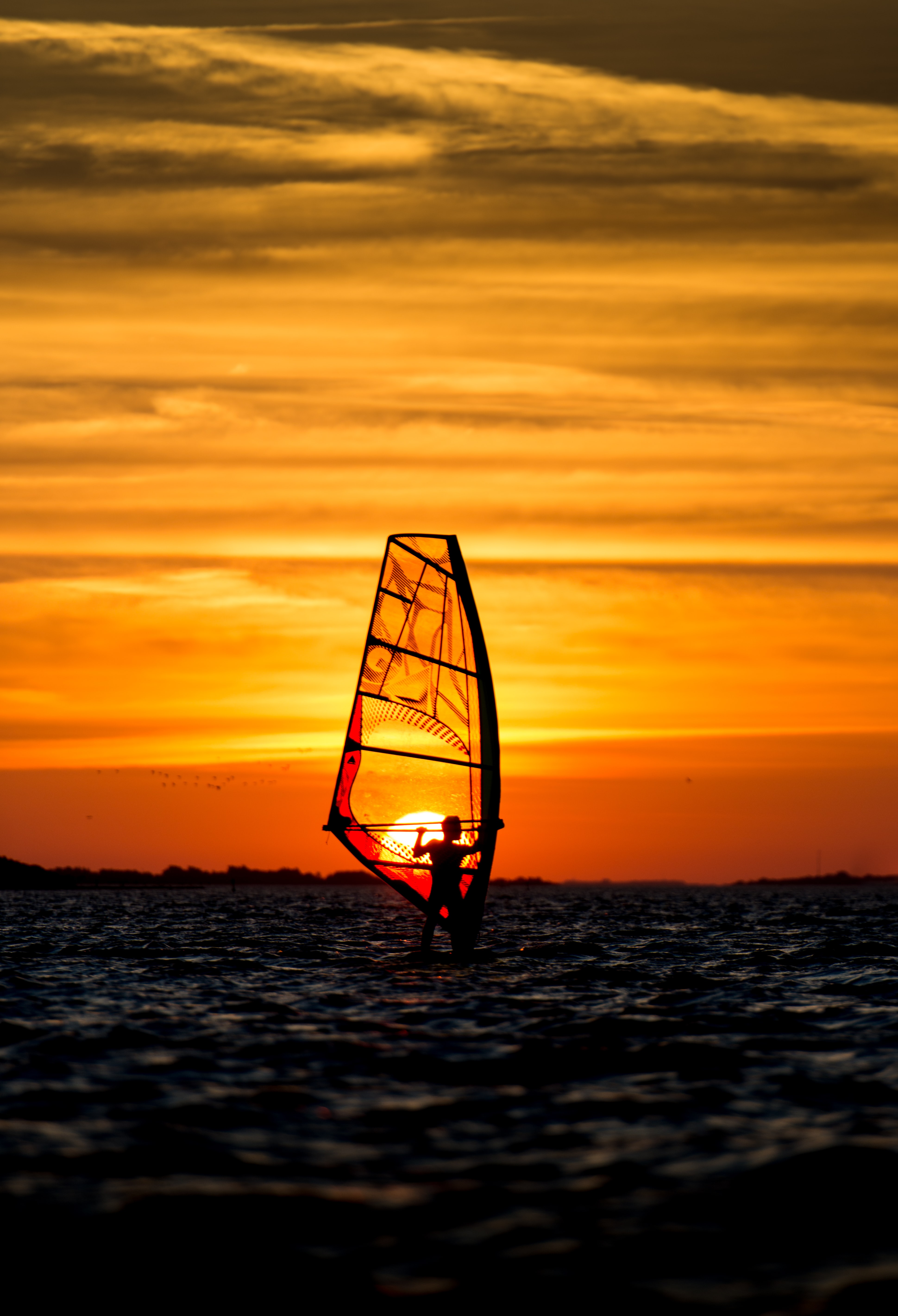 Free HD sail, sunset, sea, beach, dark, silhouette