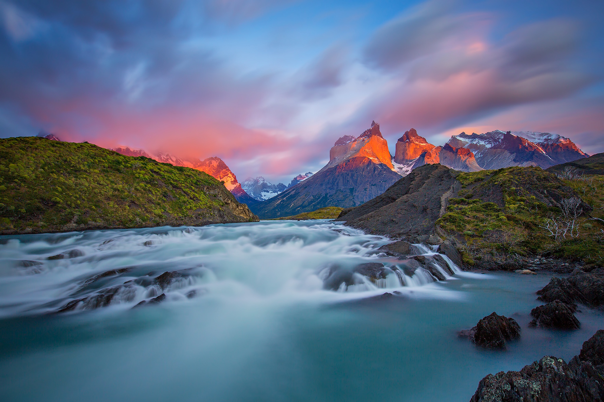 HD wallpaper mountains, chile, earth, torres del paine, patagonia, river, torres del paine national park