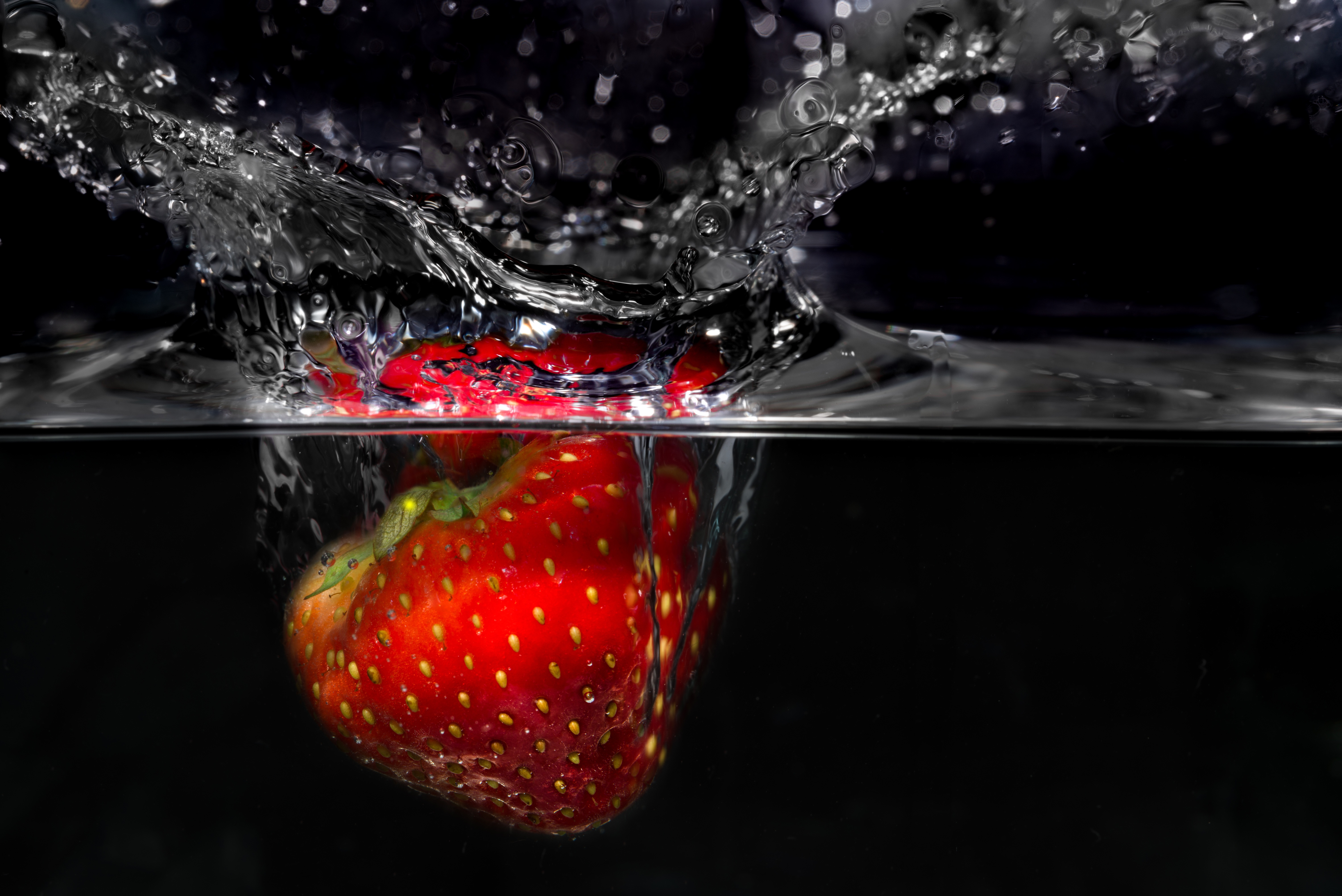 splash, berry, strawberry, macro, spray