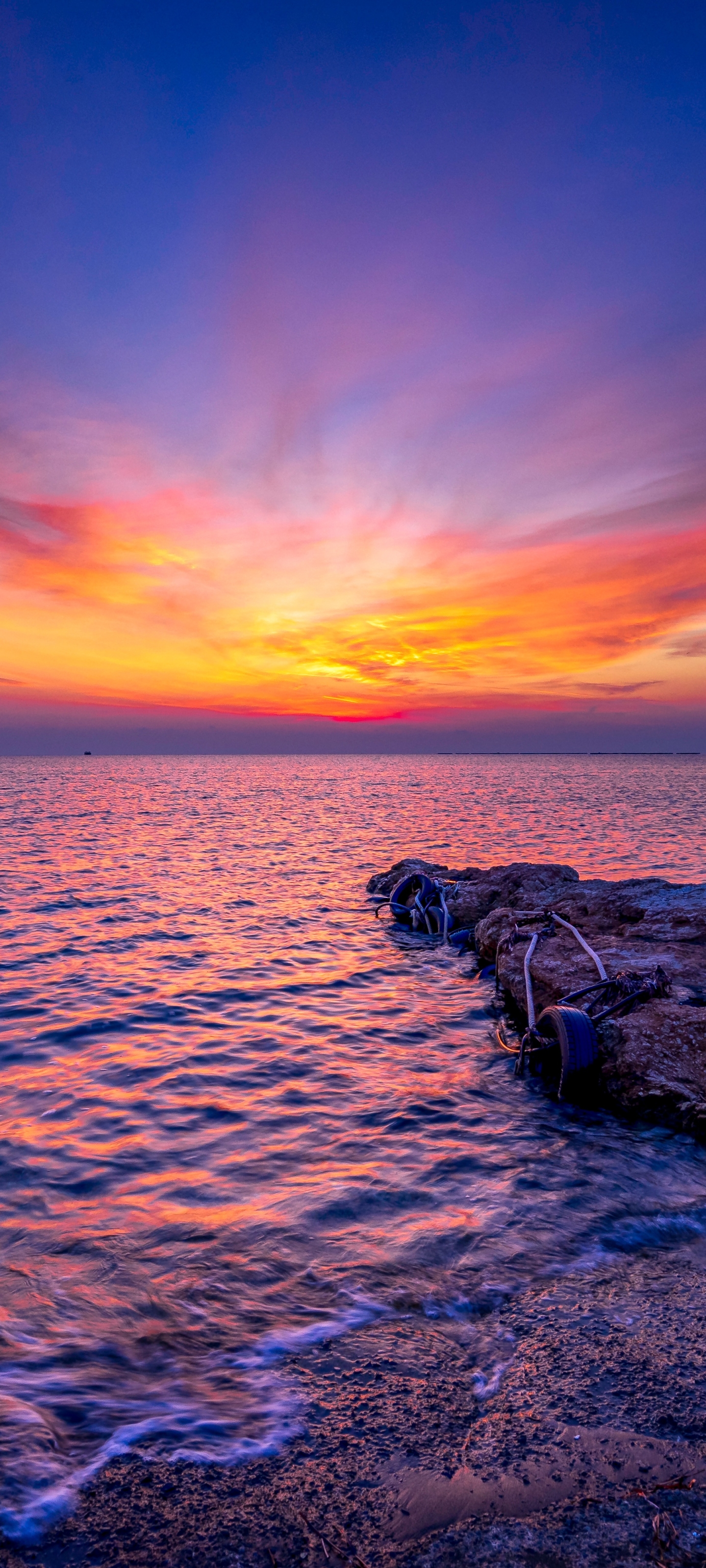 vertical wallpaper earth, coastline, sunrise, mediterranean, cyprus, sea, dawn
