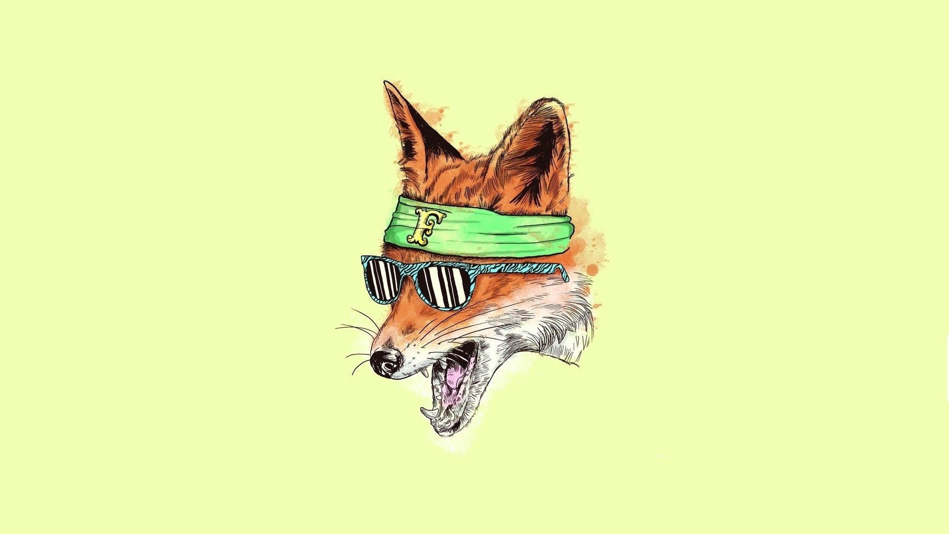 fox, art, bandage, picture, drawing, glasses, spectacles mobile wallpaper