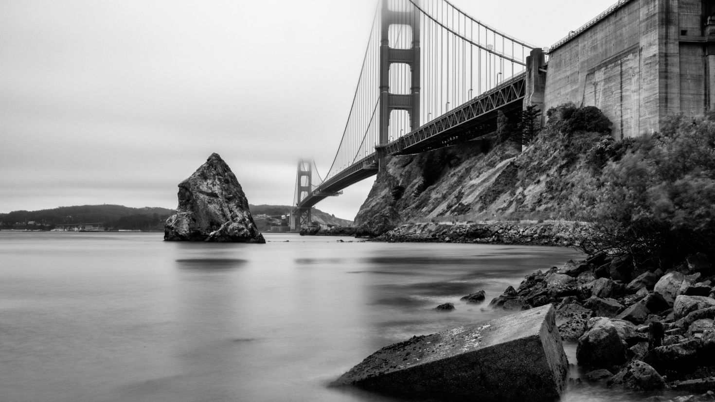 Мост золотые ворота Сан Франциско чб
