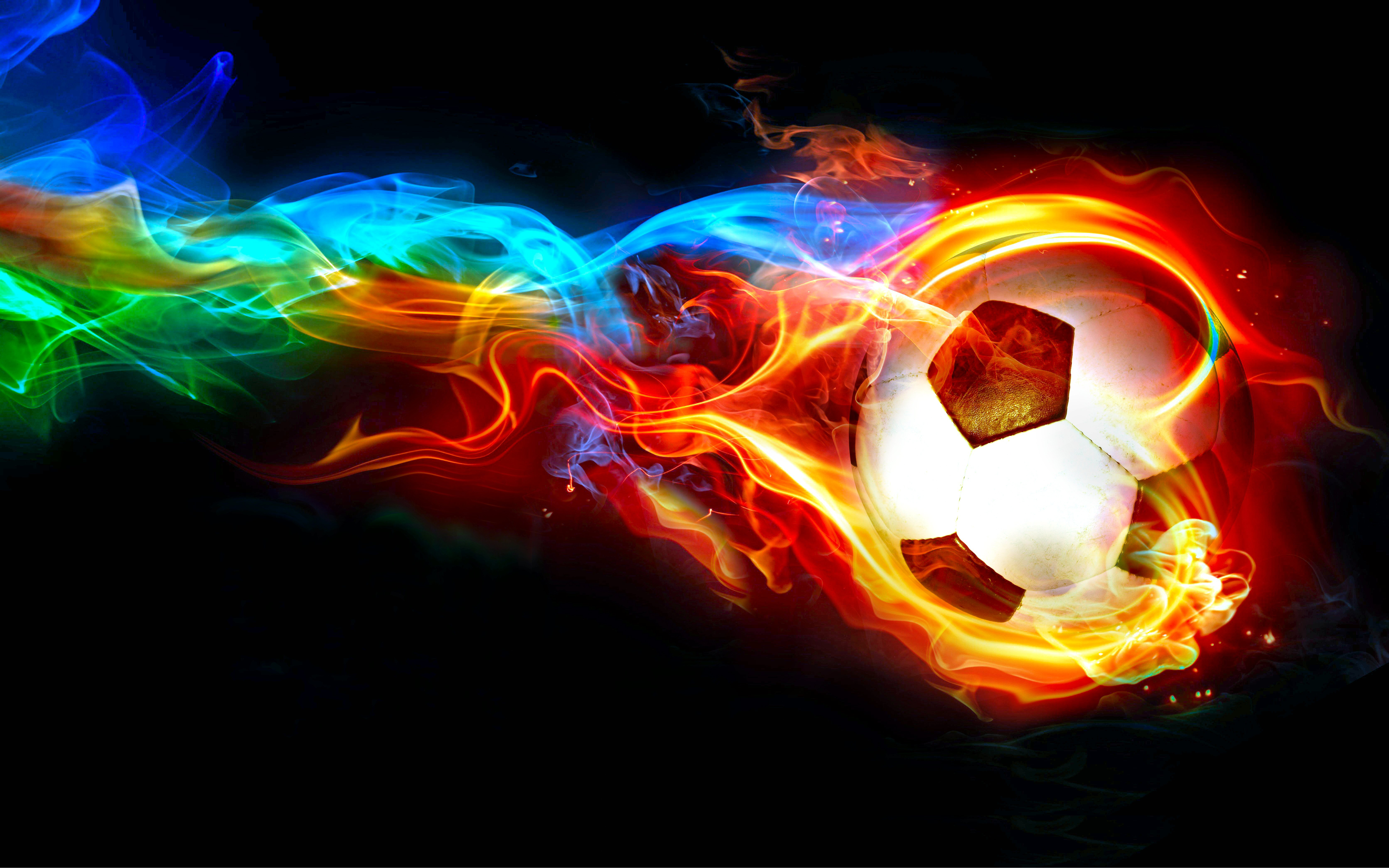 colorful, soccer, sports, ball, flame