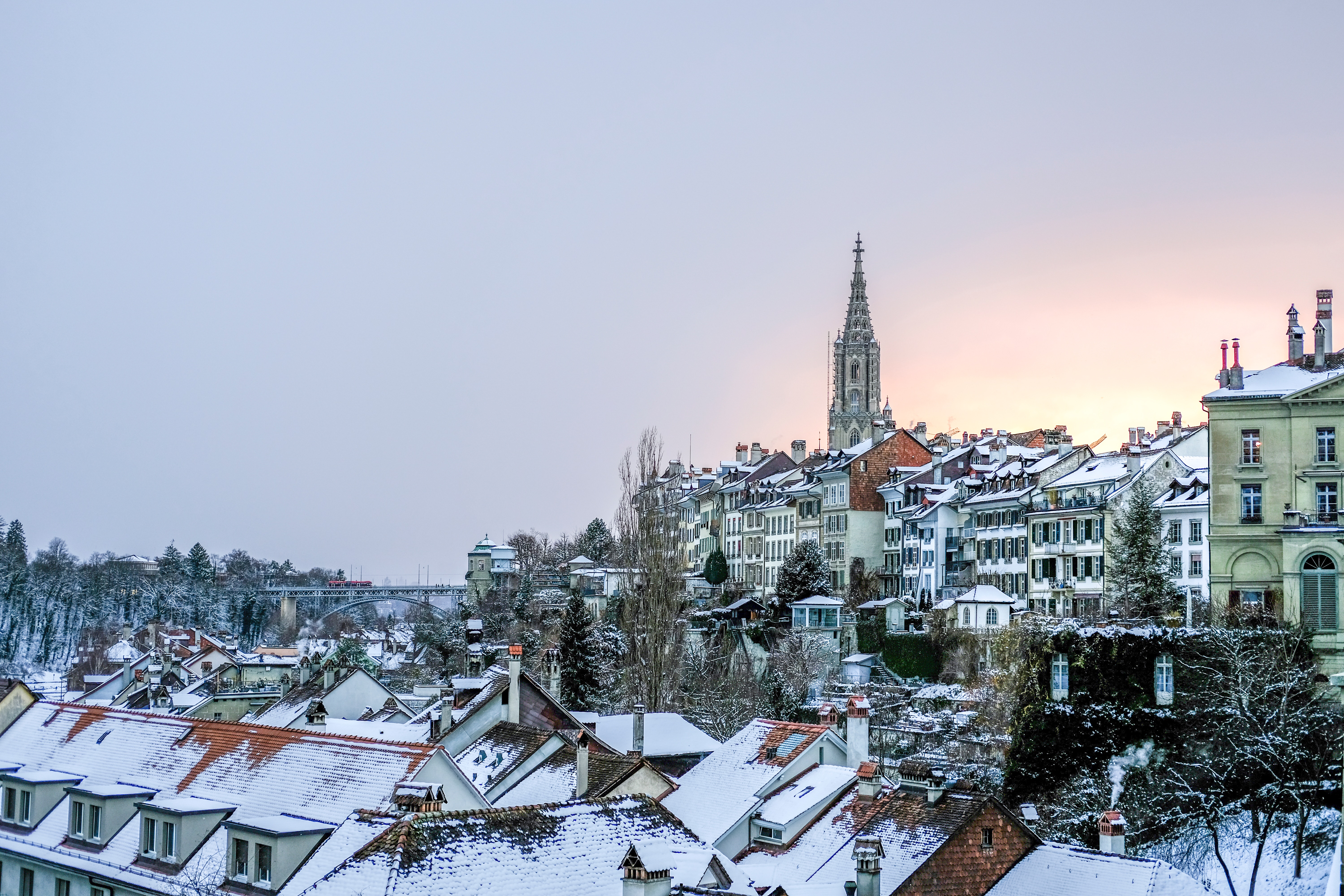 winter, roof, cities, snow, building, roofs UHD