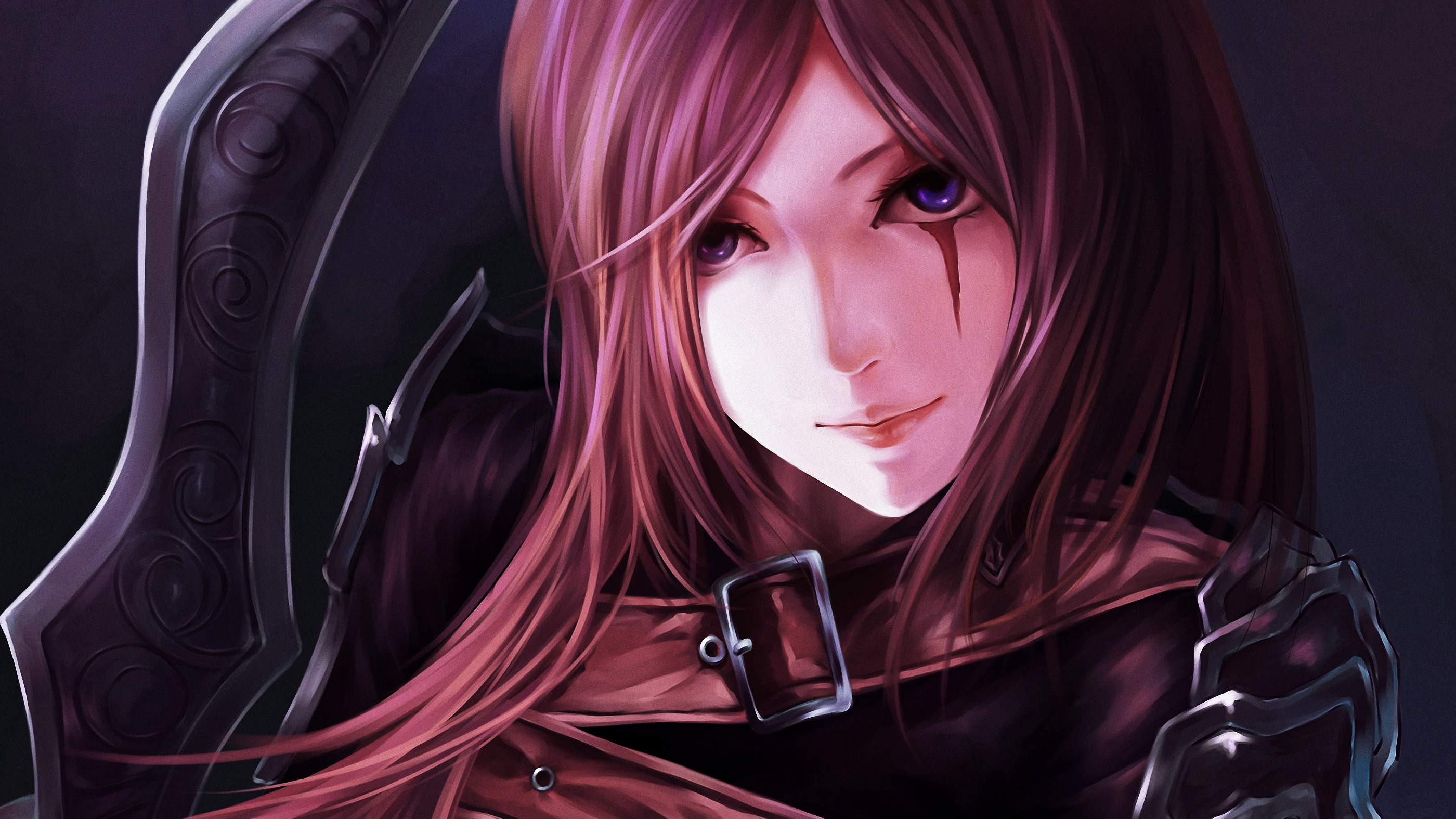 video game, league of legends, blue eyes, katarina (league of legends), weapon Phone Background
