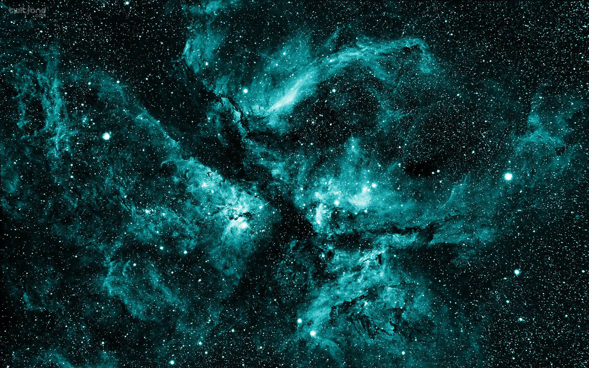 universe, turquoise, landscape, stars HD wallpaper