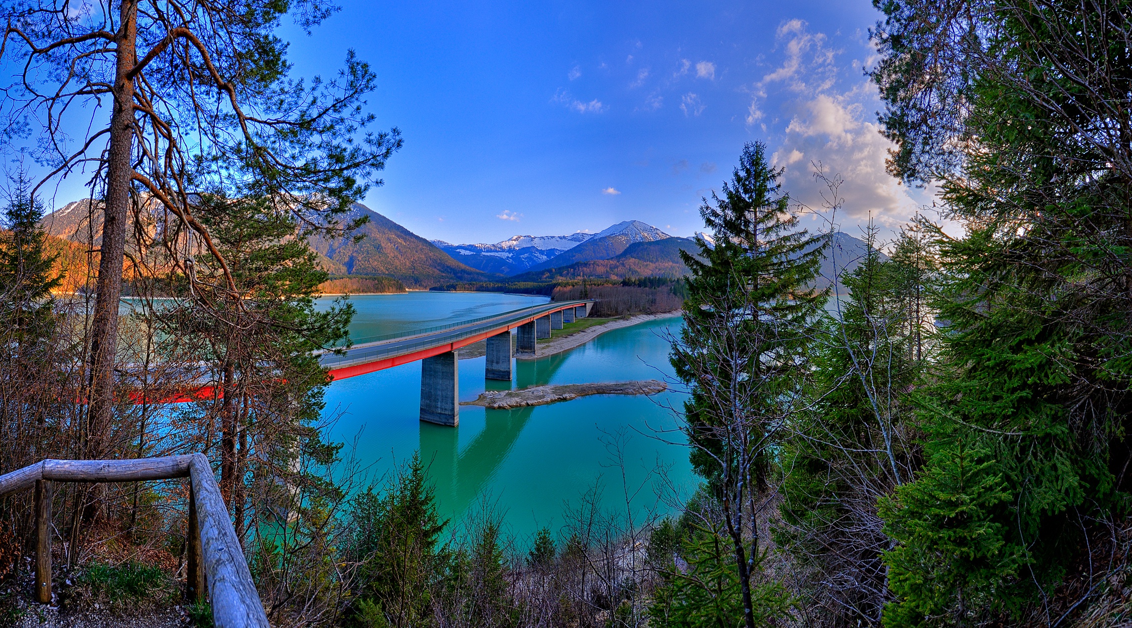 man made, bridge, alps, bavaria, germany, lake, landscape, mountain, bridges phone background