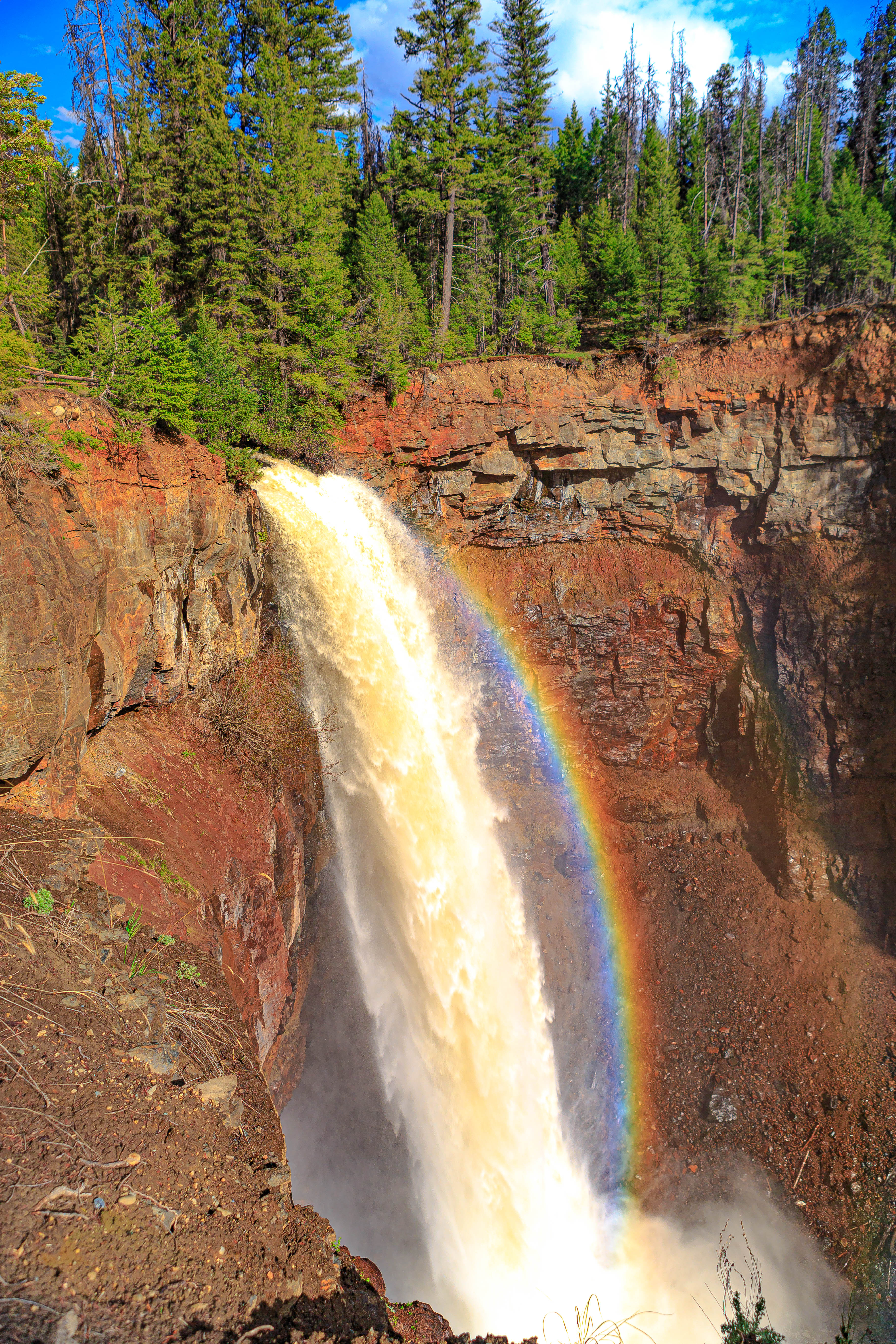 Laden Sie das Wasserfall, Wasser, Natur, Felsen, Rock, Regenbogen-Bild kostenlos auf Ihren PC-Desktop herunter