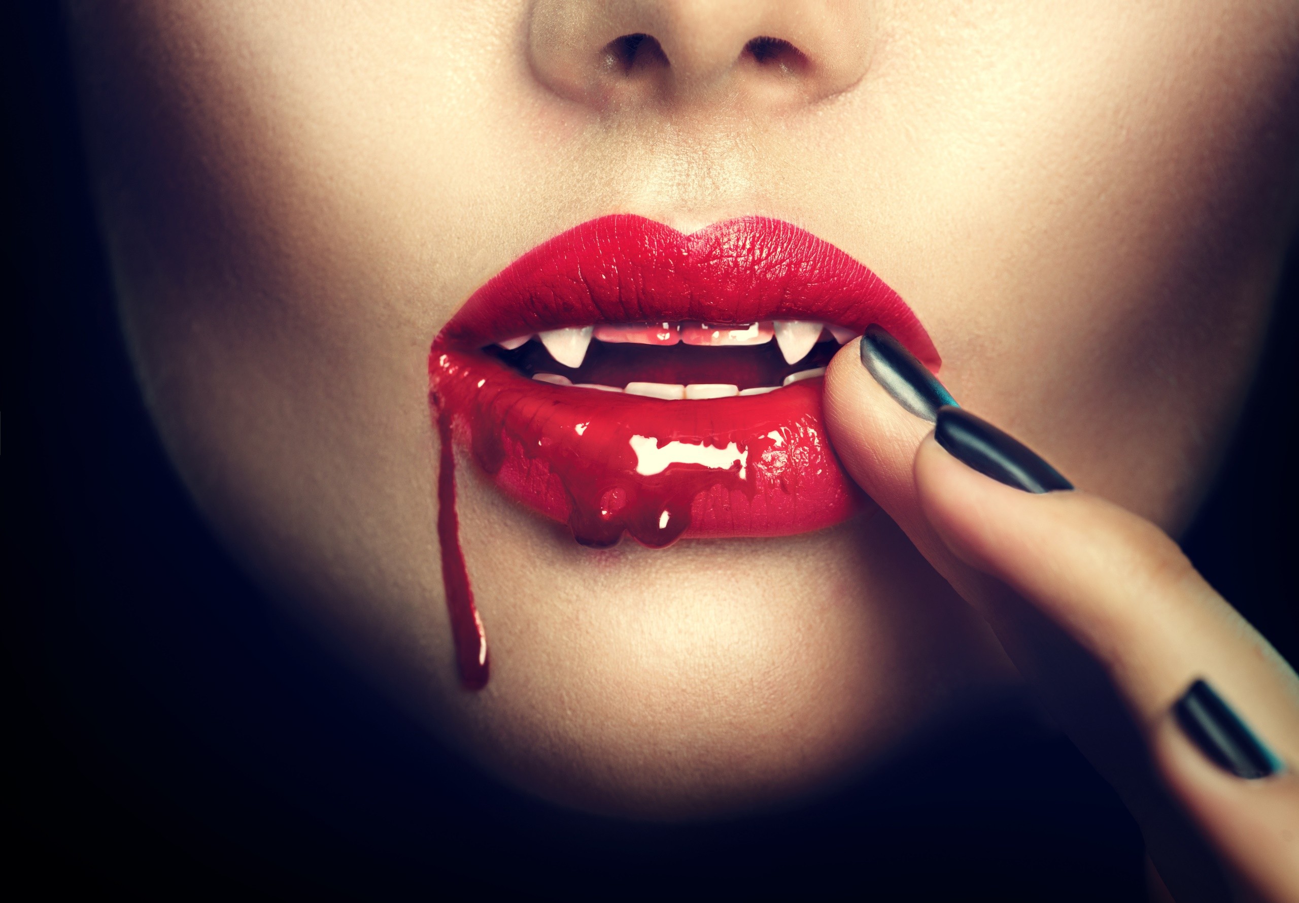 lips, fangs, dark, vampire, blood, fantasy, lipstick