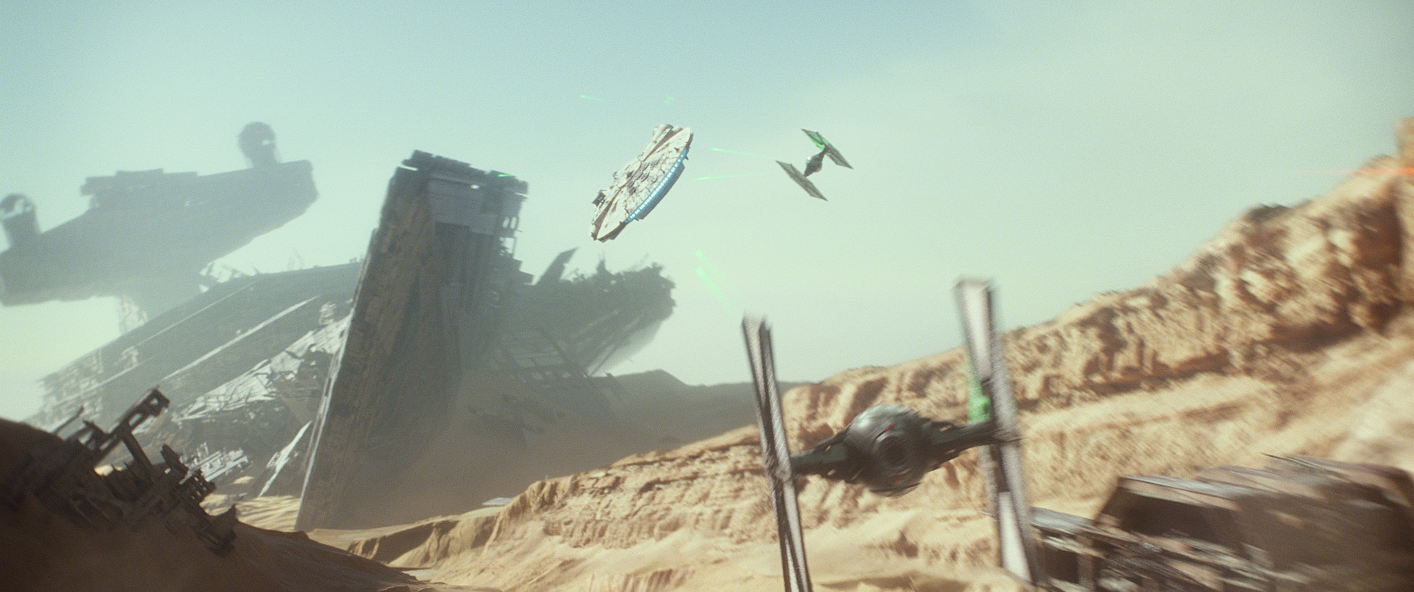 movie, star wars episode vii: the force awakens, millennium falcon, star wars, tie fighter