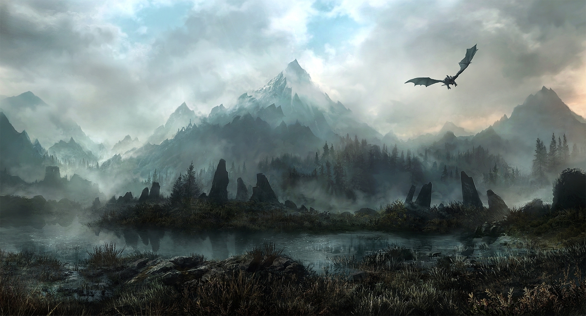 the elder scrolls, the elder scrolls v: skyrim, landscape, mountain, video game