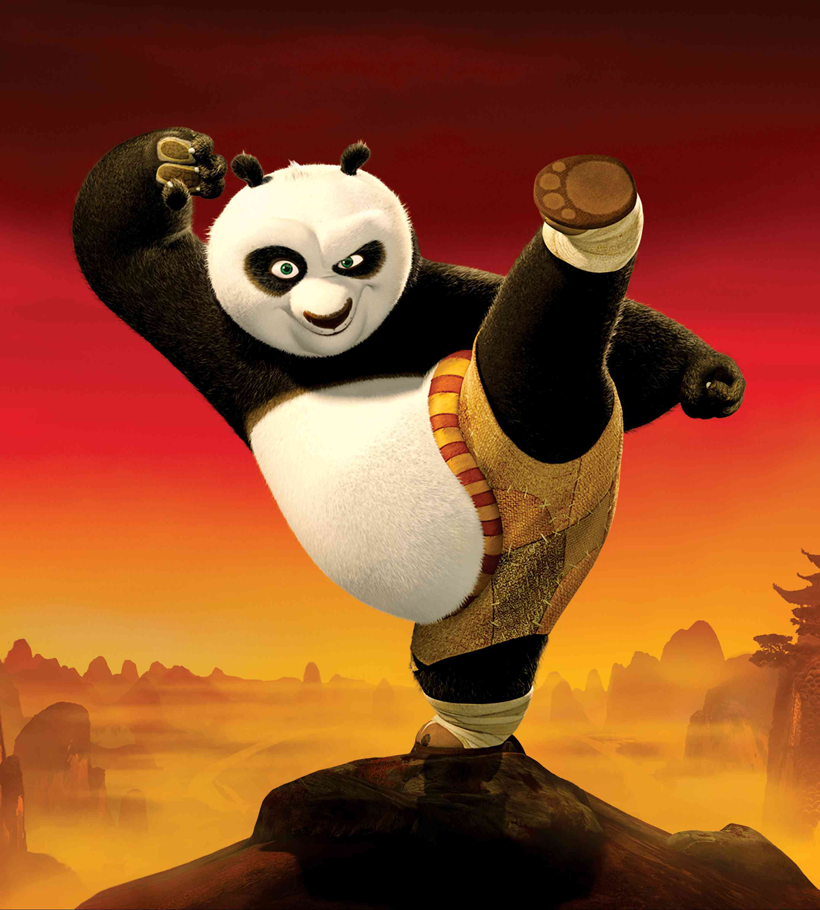 cartoon, panda kung fu, bears Full HD