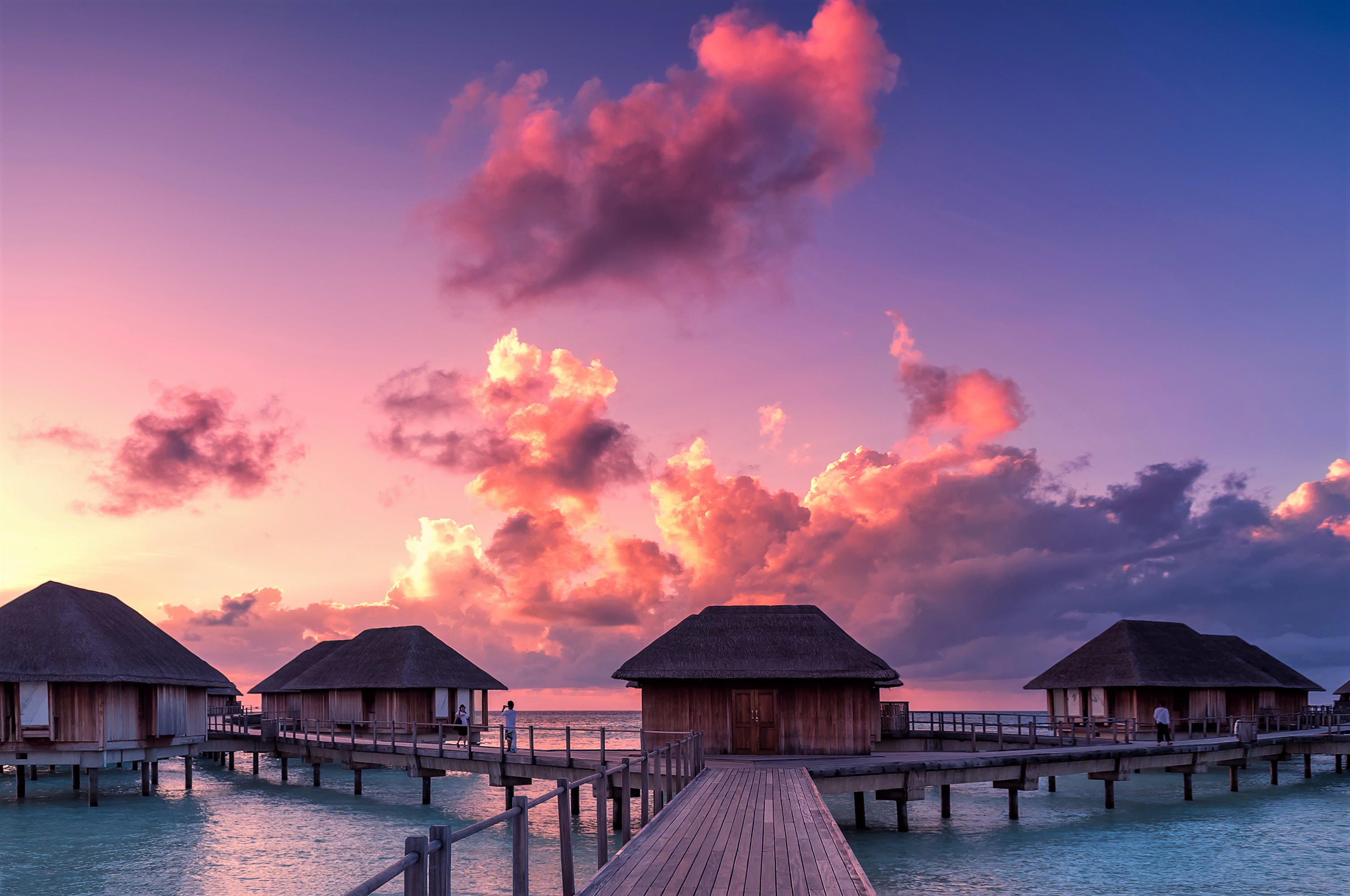 man made, resort, bungalow, hut, maldives, ocean, sea