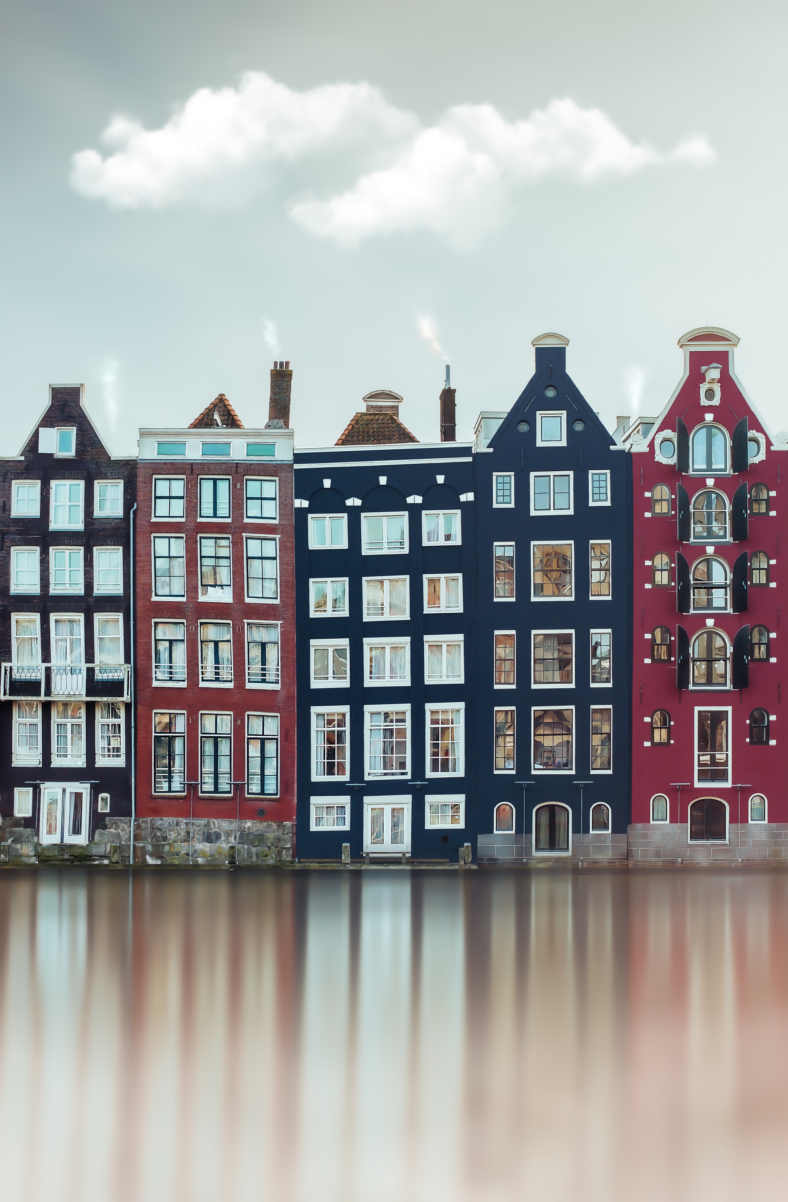 Wallpaper Full HD cities, water, houses, rivers, city, building, facade