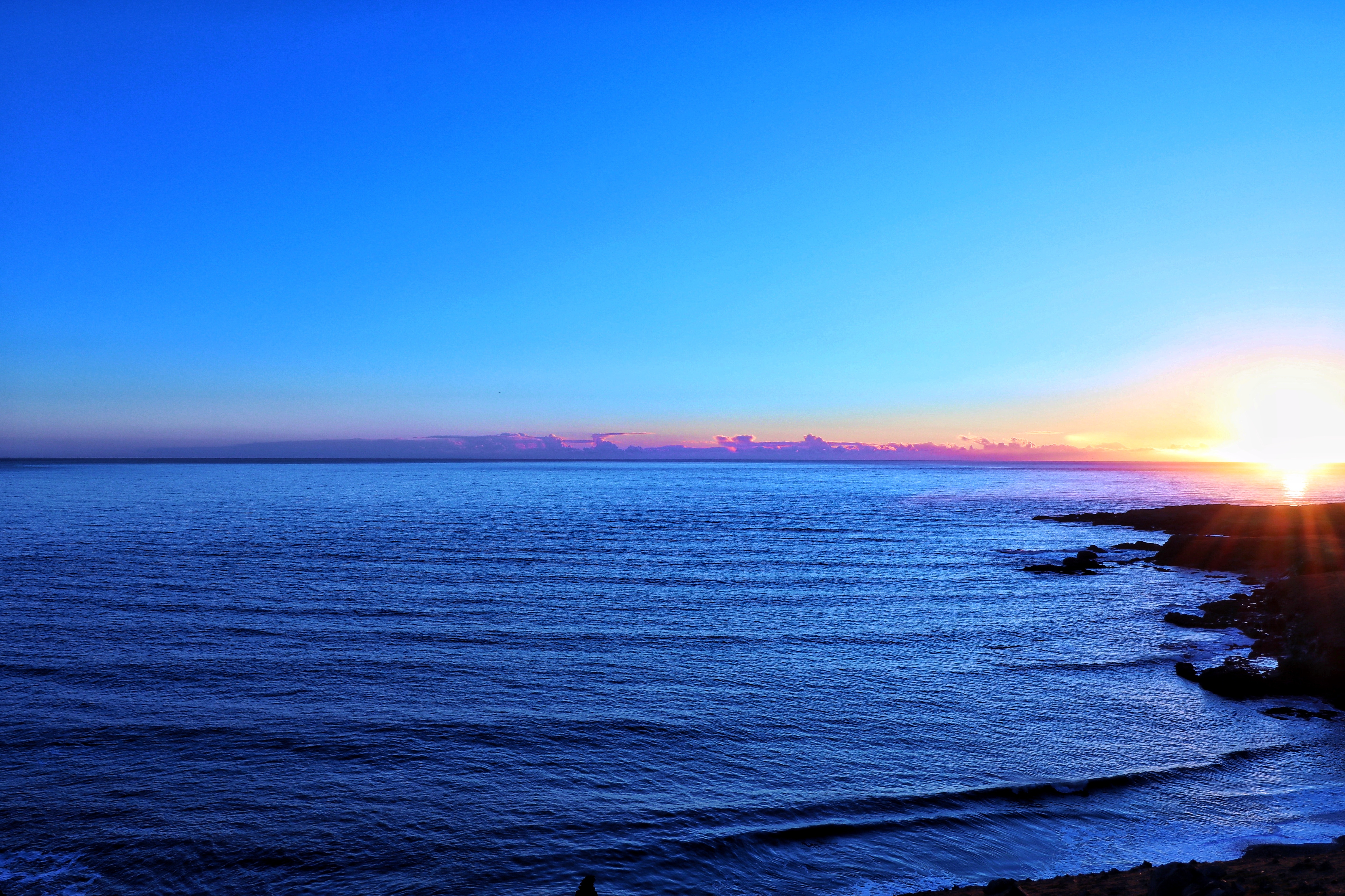 138276壁紙のダウンロード日没, 自然, スカイ, 地平線, 海洋, 大洋-スクリーンセーバーと写真を無料で