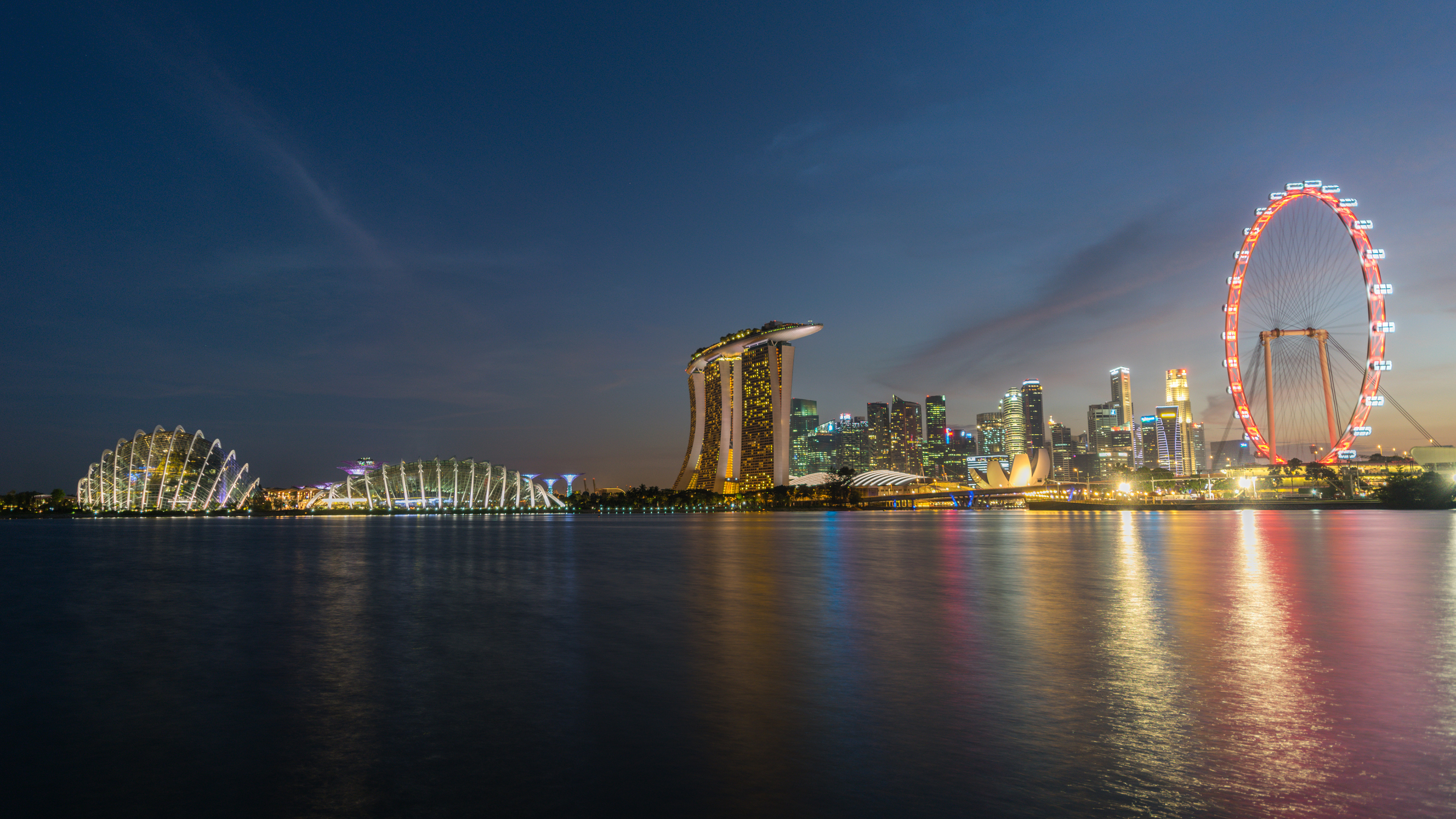 man made, marina bay sands, building, night, singapore for android