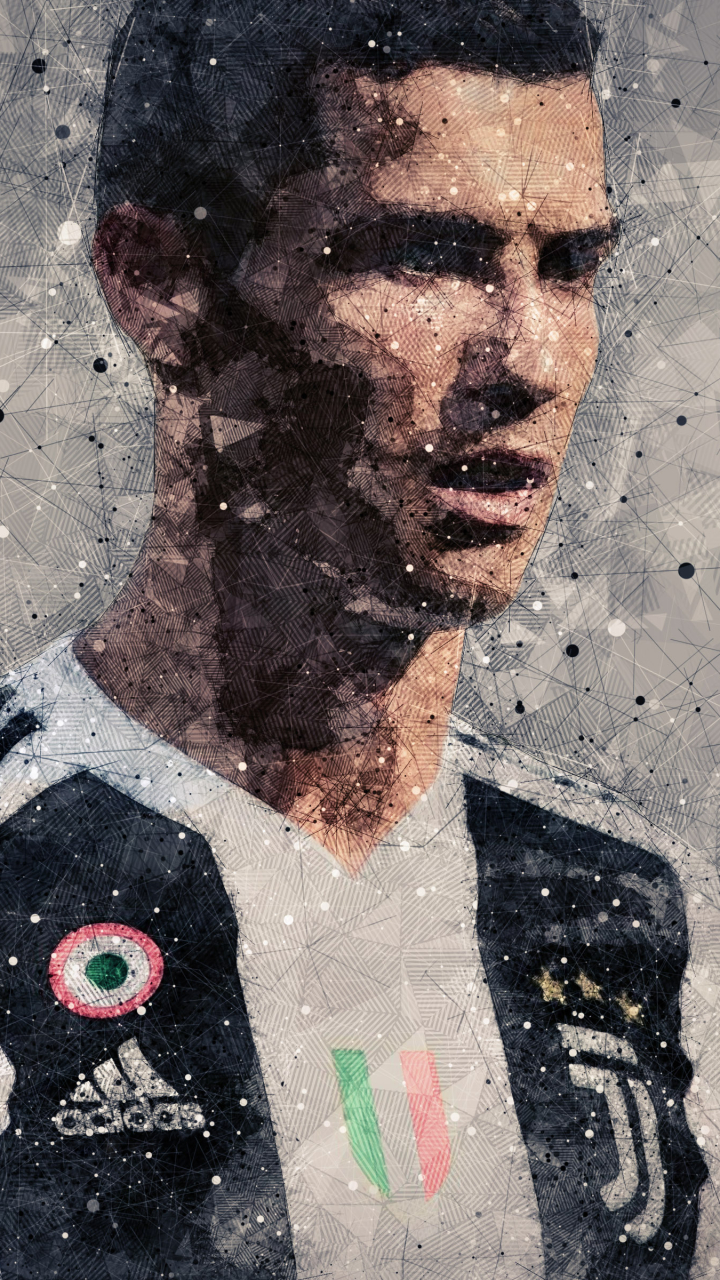 Download Juventus Cristiano Ronaldo Black Aesthetic Illustration Wallpaper