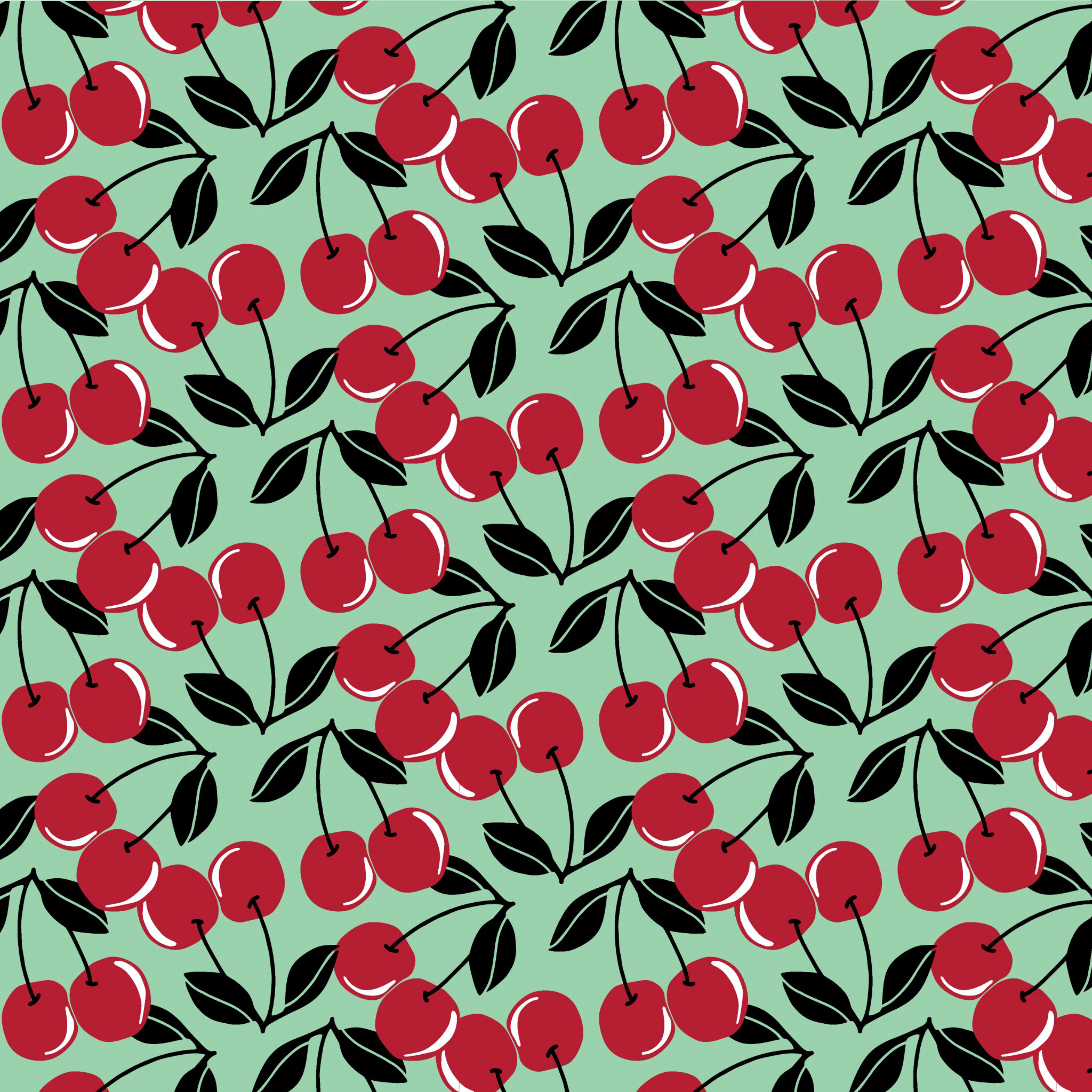 Horizontal Wallpaper fruits, leaves, berries, red, pattern, texture, textures, cherries, petioles