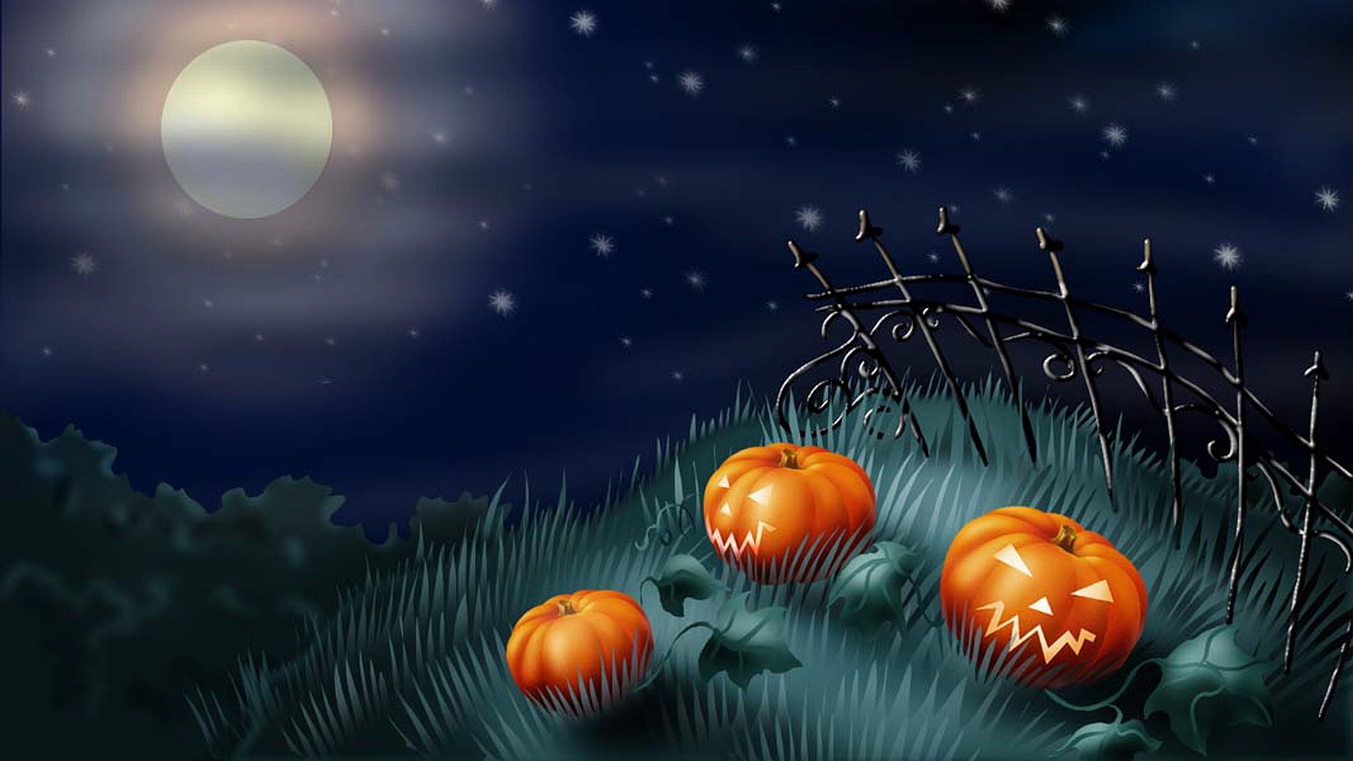 205377壁紙のダウンロードホリデー, ハロウィン, 月, 夜, かぼちゃ-スクリーンセーバーと写真を無料で