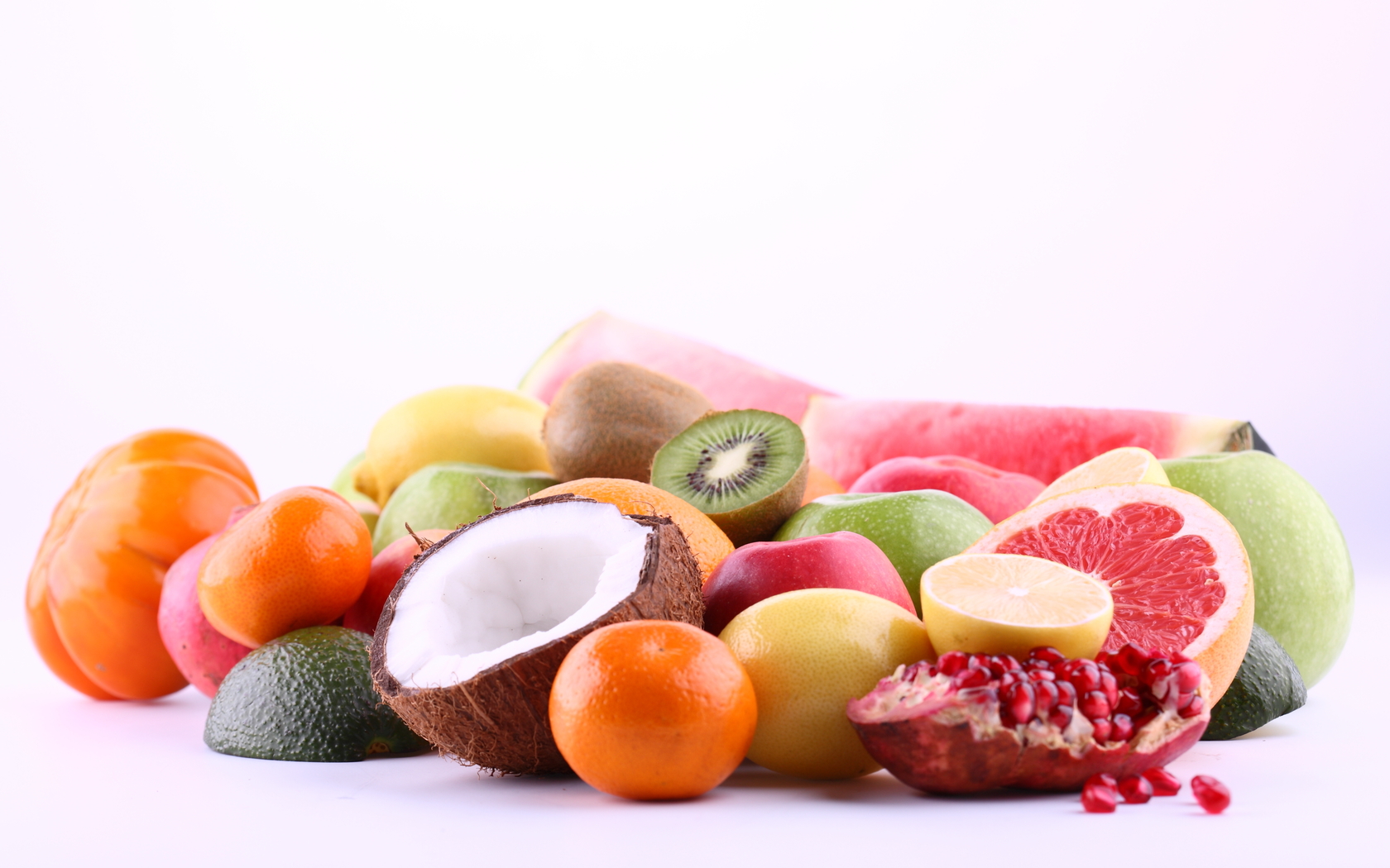 pomegranate, food, fruit, coconut, kiwi, lemon, fruits for android