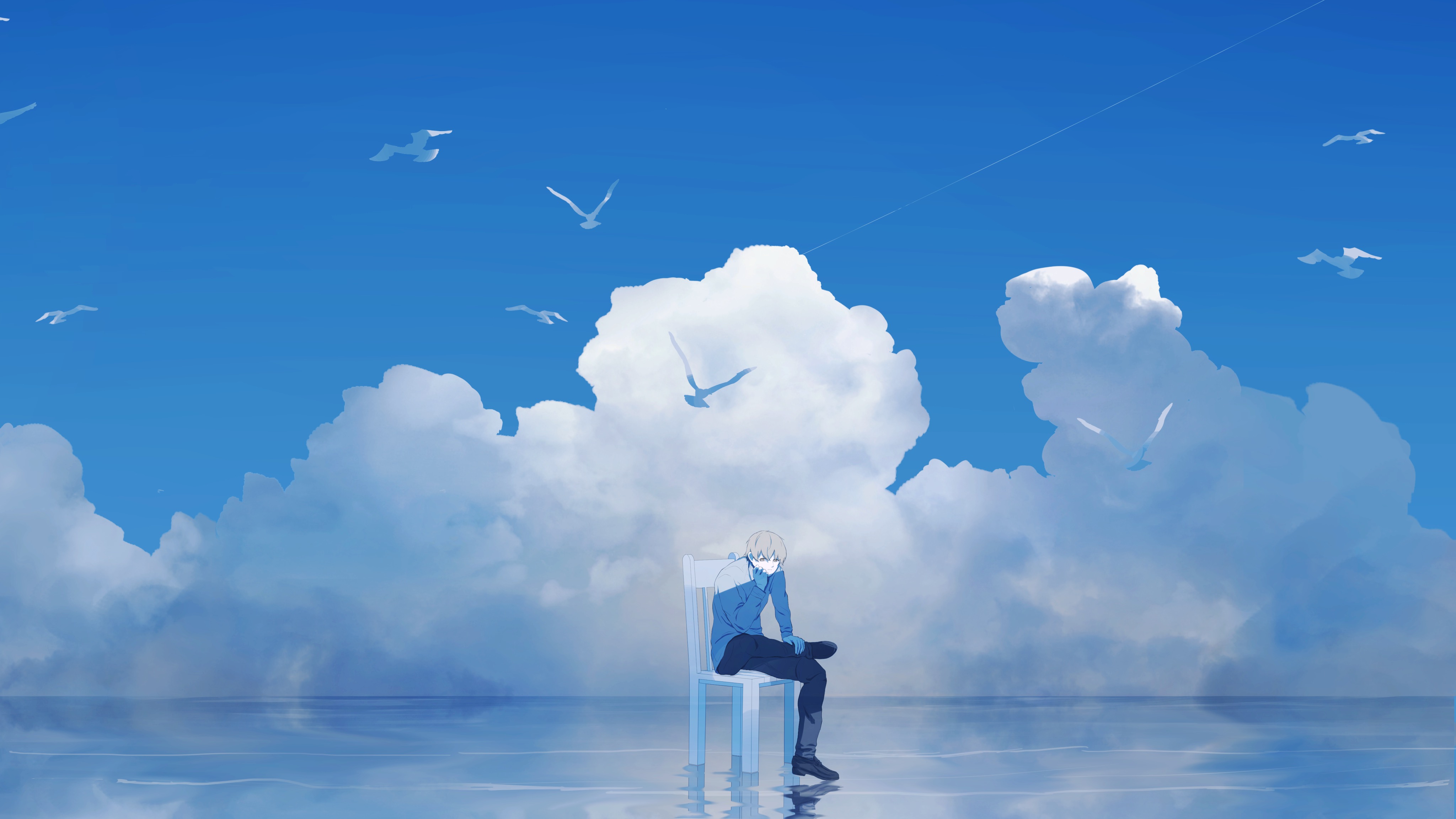 Premium Vector | Vector illustration of cloudy sky in anime style  background design